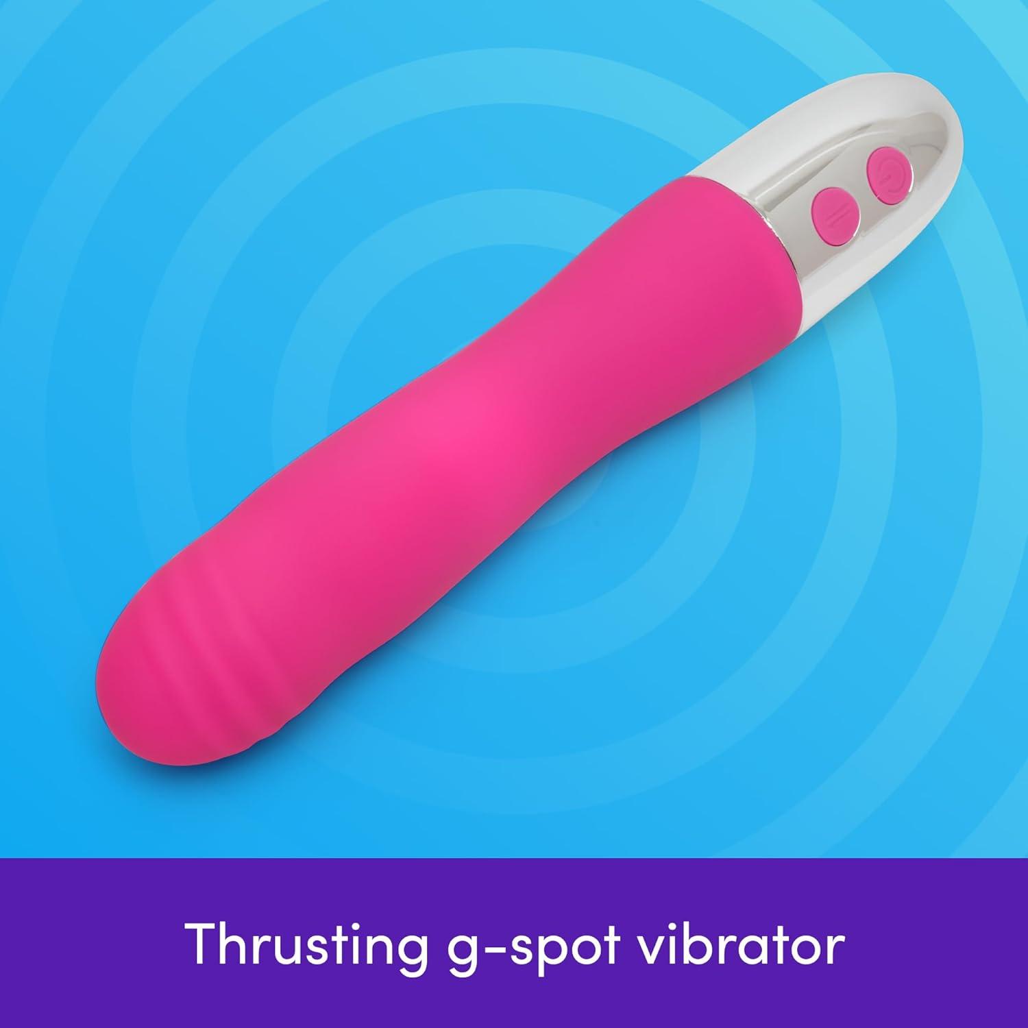 imageLovehoney GThriller Thrusting G Spot Vibrator Ribbed 5 inch Silicone Vibrating Dildo for Women Powerful Thrusting Dildo Adult Sex Toys for Couples Sexual Pleasure Tool Massager Pink