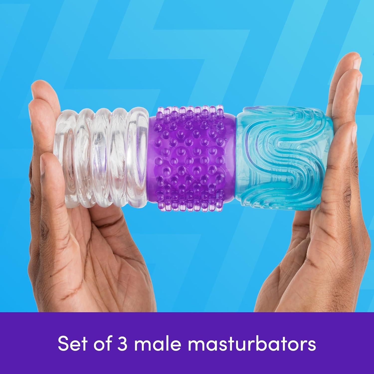 imageLovehoney Head Master Male Masturbators Set of 3 Open Ended Male Sex Toys Textured Manual Mens Stroker Masturbator Penis Sexual Personal Massager for Men Adult Sex Toys amp Games for Couples