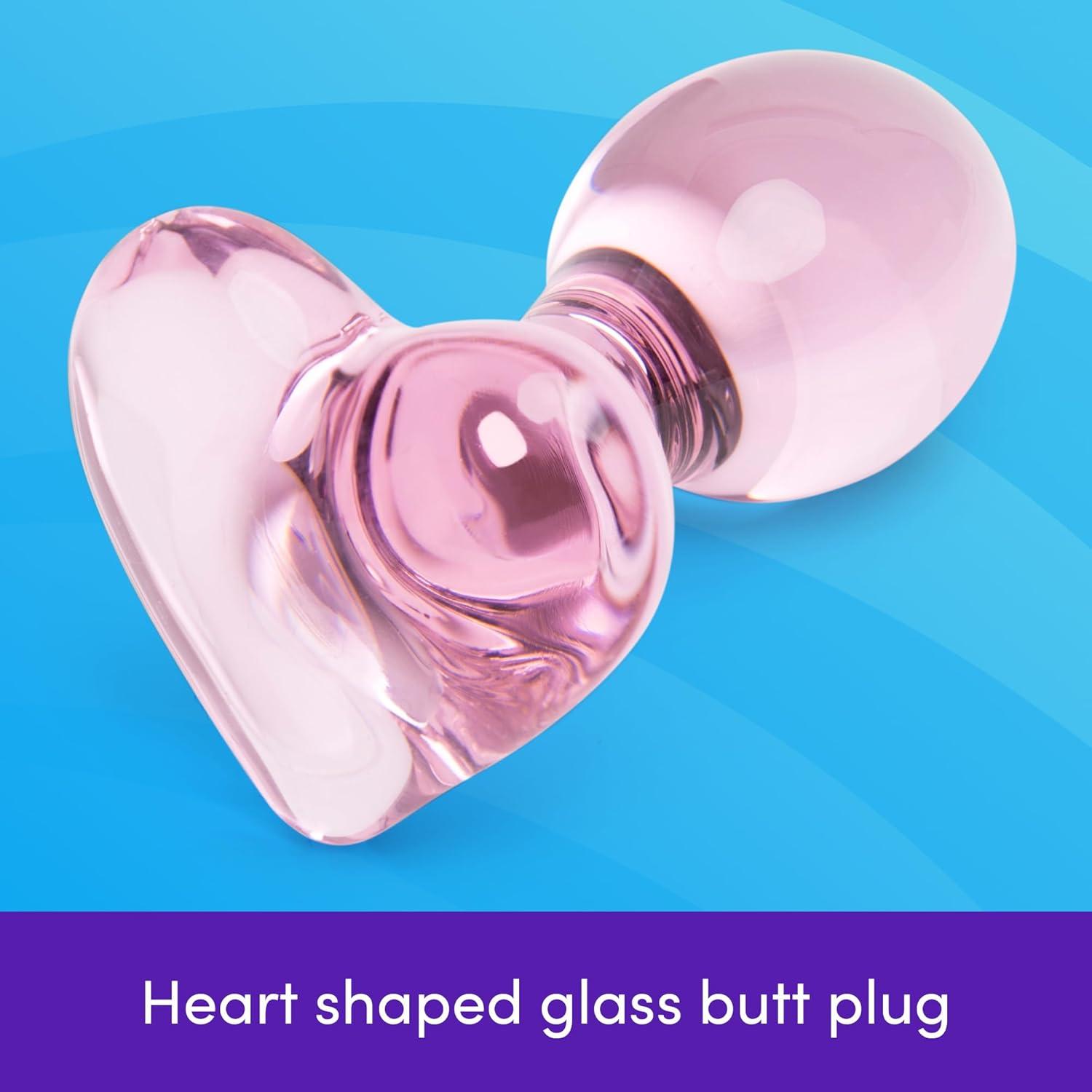 imageLovehoney Heart Butt Plug 3 Inch Glass Anal Plug Firm 4 Inch Girth amp Hypoallergenic Waterproof Pink