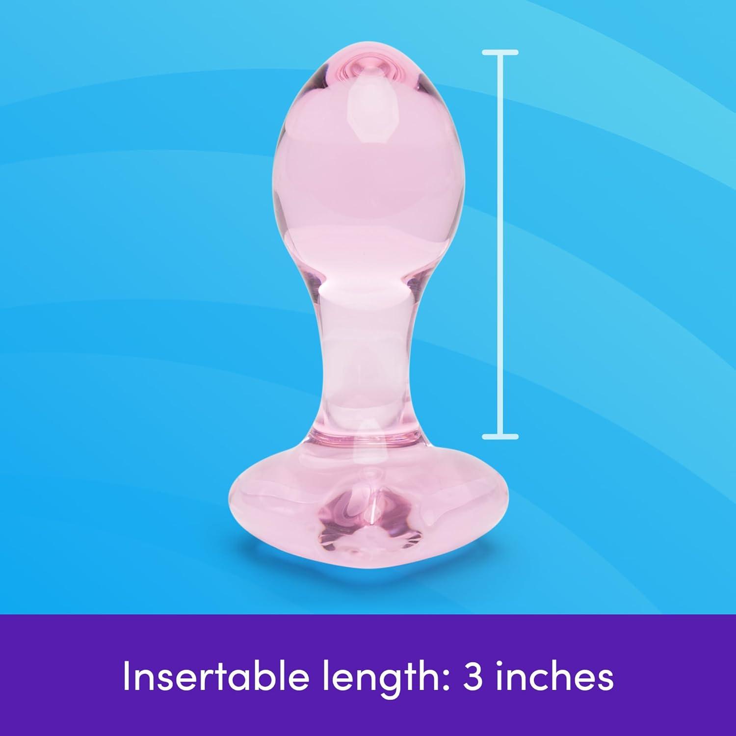 imageLovehoney Heart Butt Plug 3 Inch Glass Anal Plug Firm 4 Inch Girth amp Hypoallergenic Waterproof Pink