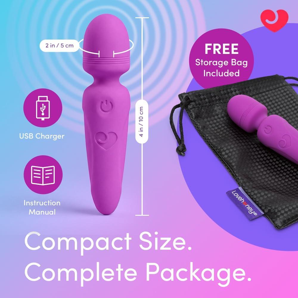 imageLovehoney Ignite Mini Wand Vibrator for Women Vibrating Wand Personal Massager Womens Sex Toy Compact 20 Mode Silicone Clitoral Stimulator Adult Toy Discreet Pocket Size Clit Pleasure Tool