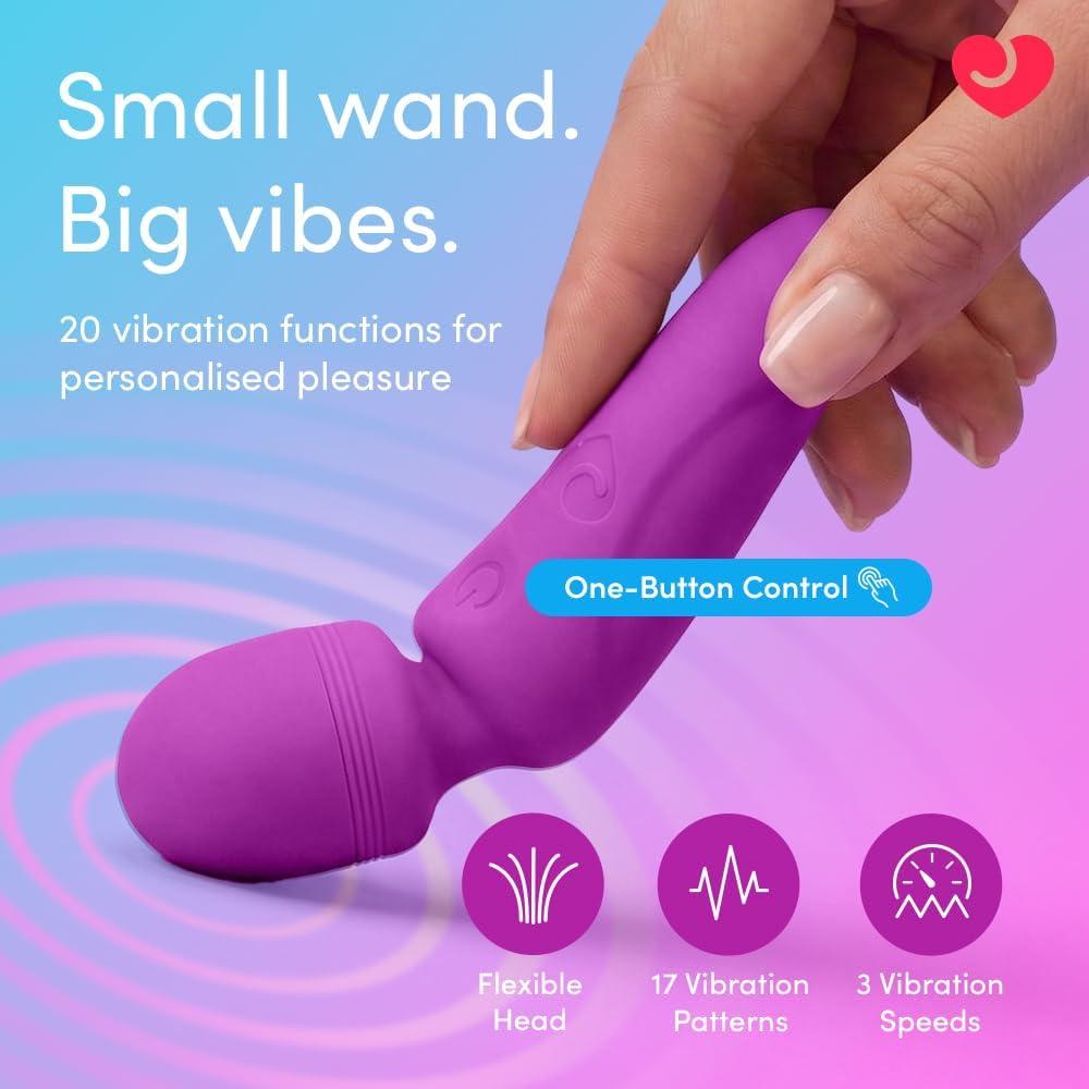 imageLovehoney Ignite Mini Wand Vibrator for Women Vibrating Wand Personal Massager Womens Sex Toy Compact 20 Mode Silicone Clitoral Stimulator Adult Toy Discreet Pocket Size Clit Pleasure Tool