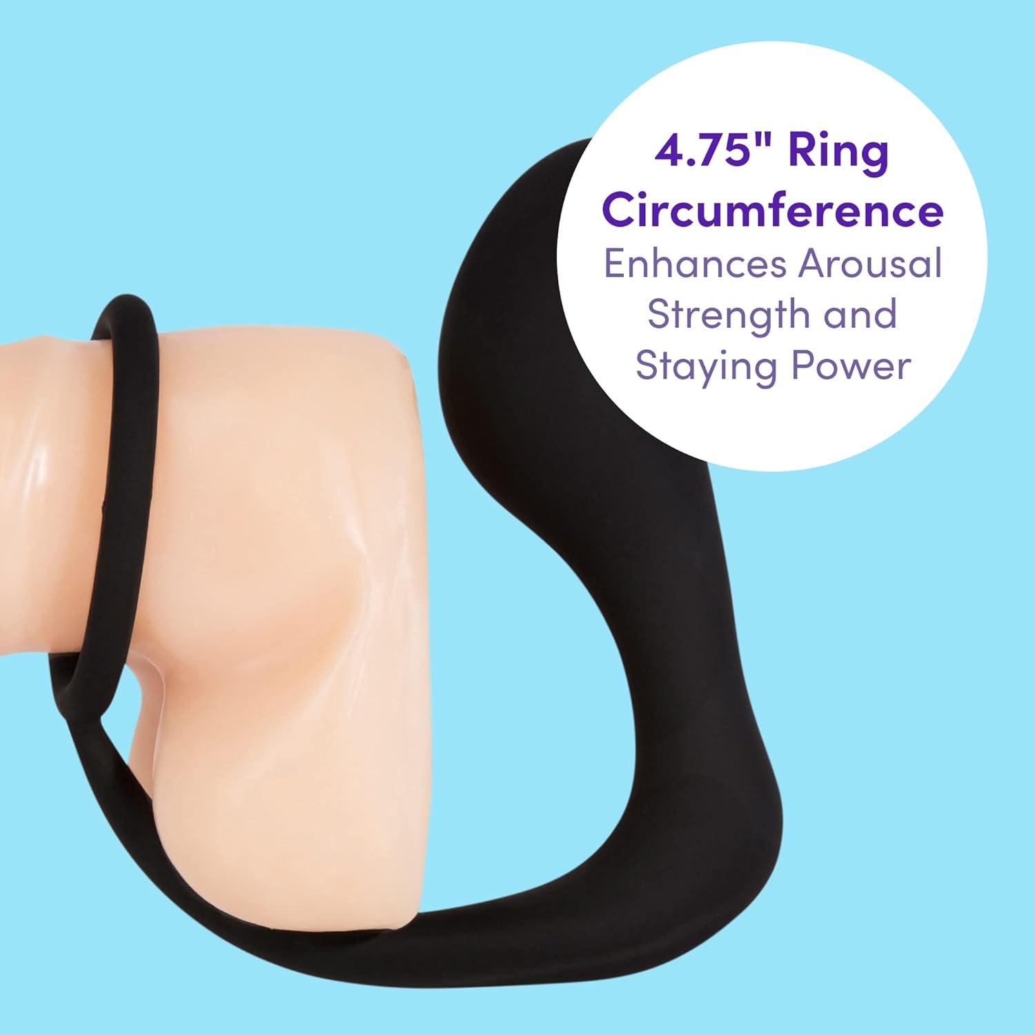 imageLovehoney Inside Job Butt Plug amp Cock Ring 4 Inch Silicone Anal Plug amp 475 Inch Penis Ring Waterproof Black