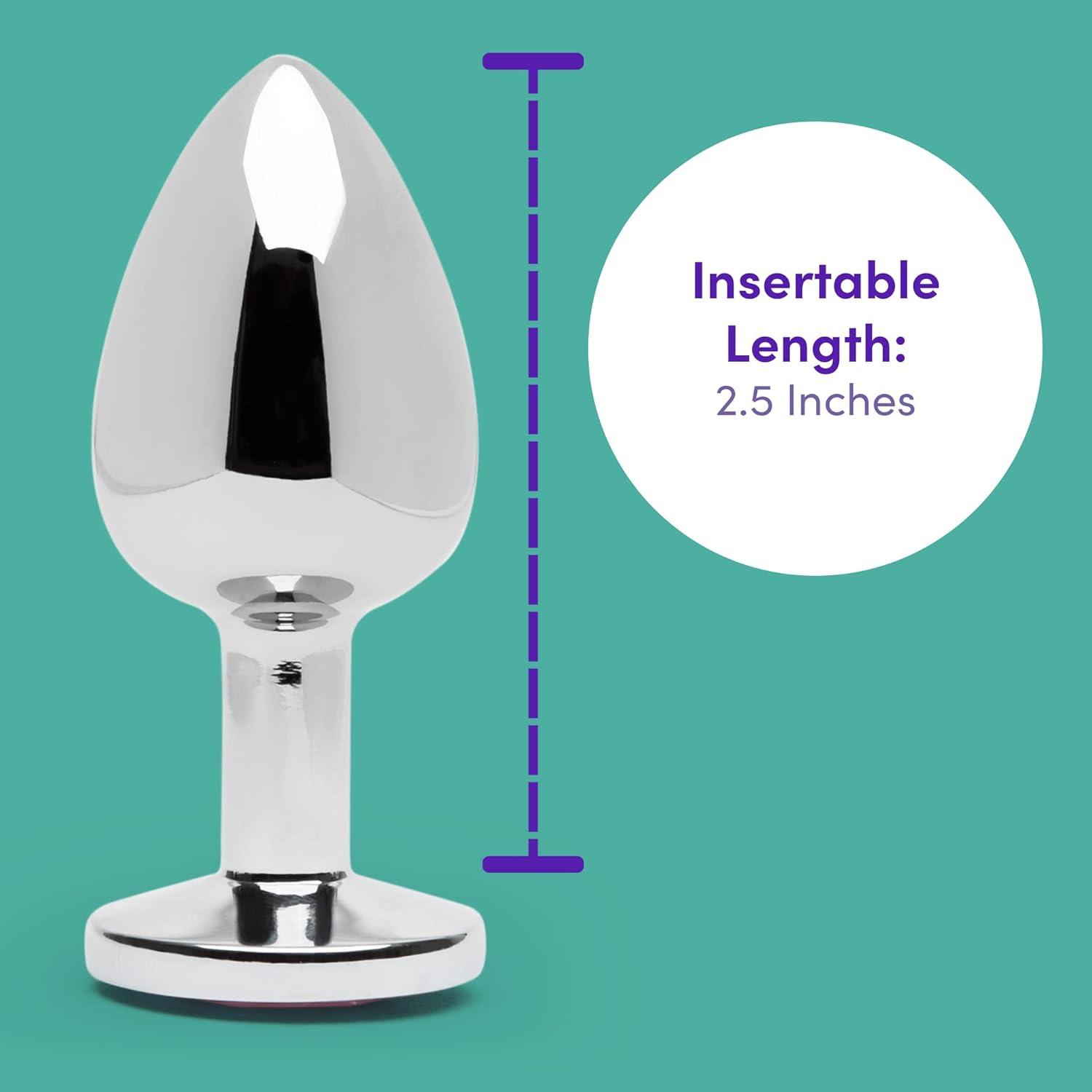 imageLovehoney Jewelled Butt Plug 25 Inch Beginner Friendly Metal Anal Plug Firm Sensitive Skin Friendly Anal Toy Waterproof Pink Gem
