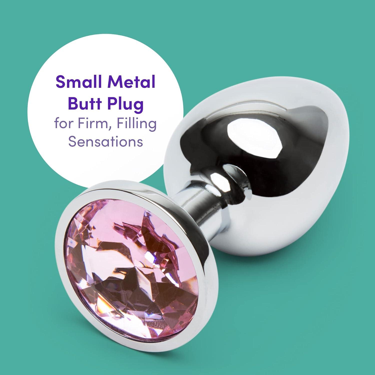 imageLovehoney Jewelled Butt Plug 25 Inch Beginner Friendly Metal Anal Plug Firm Sensitive Skin Friendly Anal Toy Waterproof Pink Gem