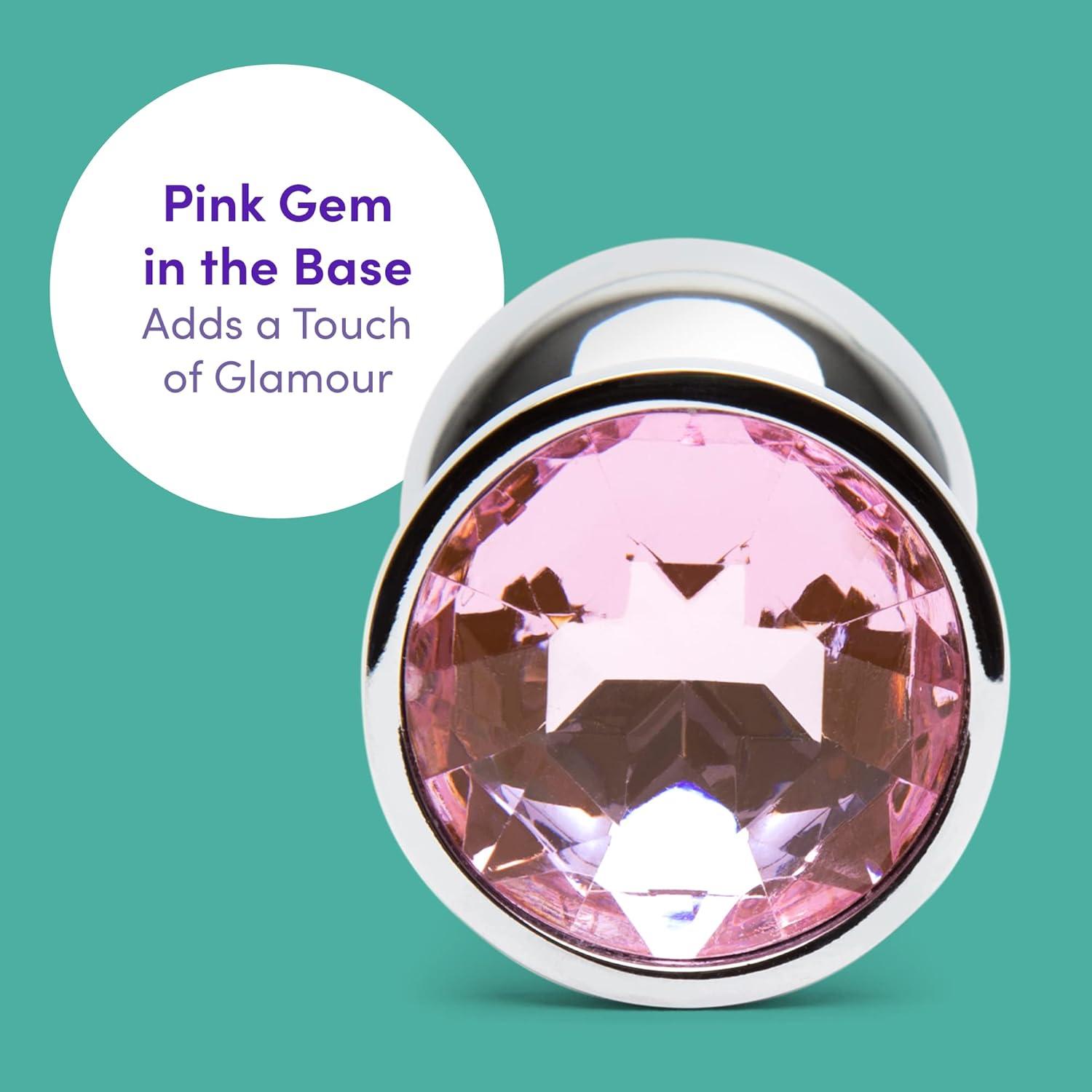 imageLovehoney Jewelled Butt Plug 25 Inch Beginner Friendly Metal Anal Plug Firm Sensitive Skin Friendly Anal Toy Waterproof Pink Gem
