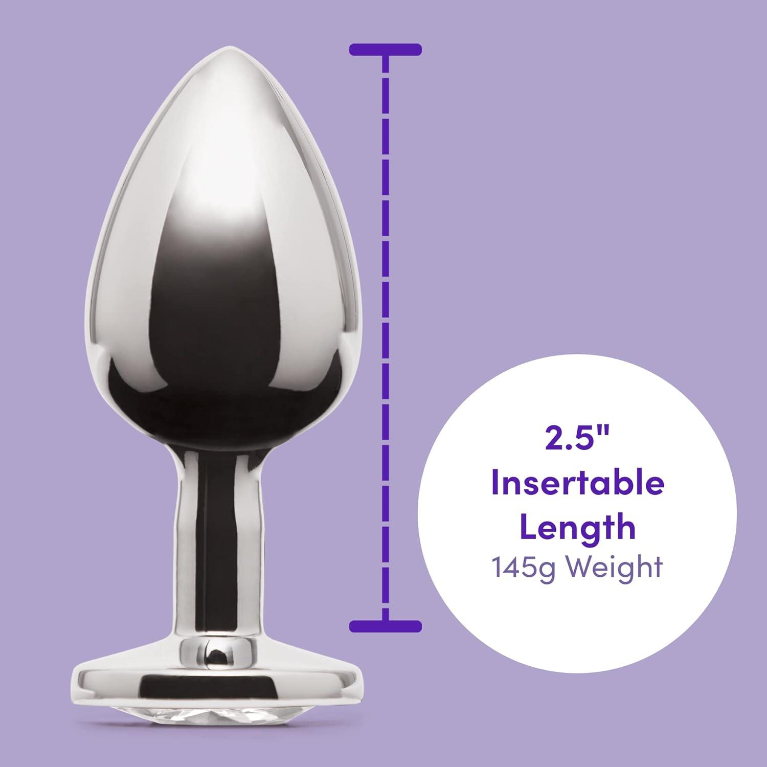 imageLovehoney Jewelled Butt Plug 25 Inch Metal Anal Plug Beginner Friendly Tapered Tip Waterproof Clear