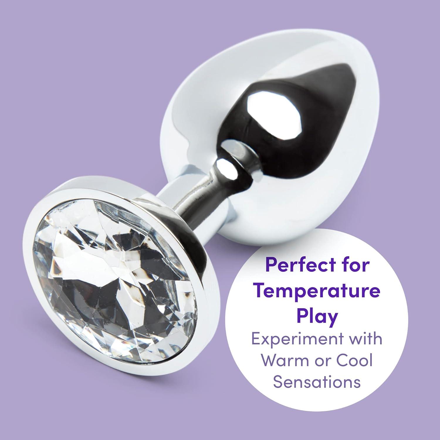 imageLovehoney Jewelled Butt Plug 25 Inch Metal Anal Plug Beginner Friendly Tapered Tip Waterproof Clear
