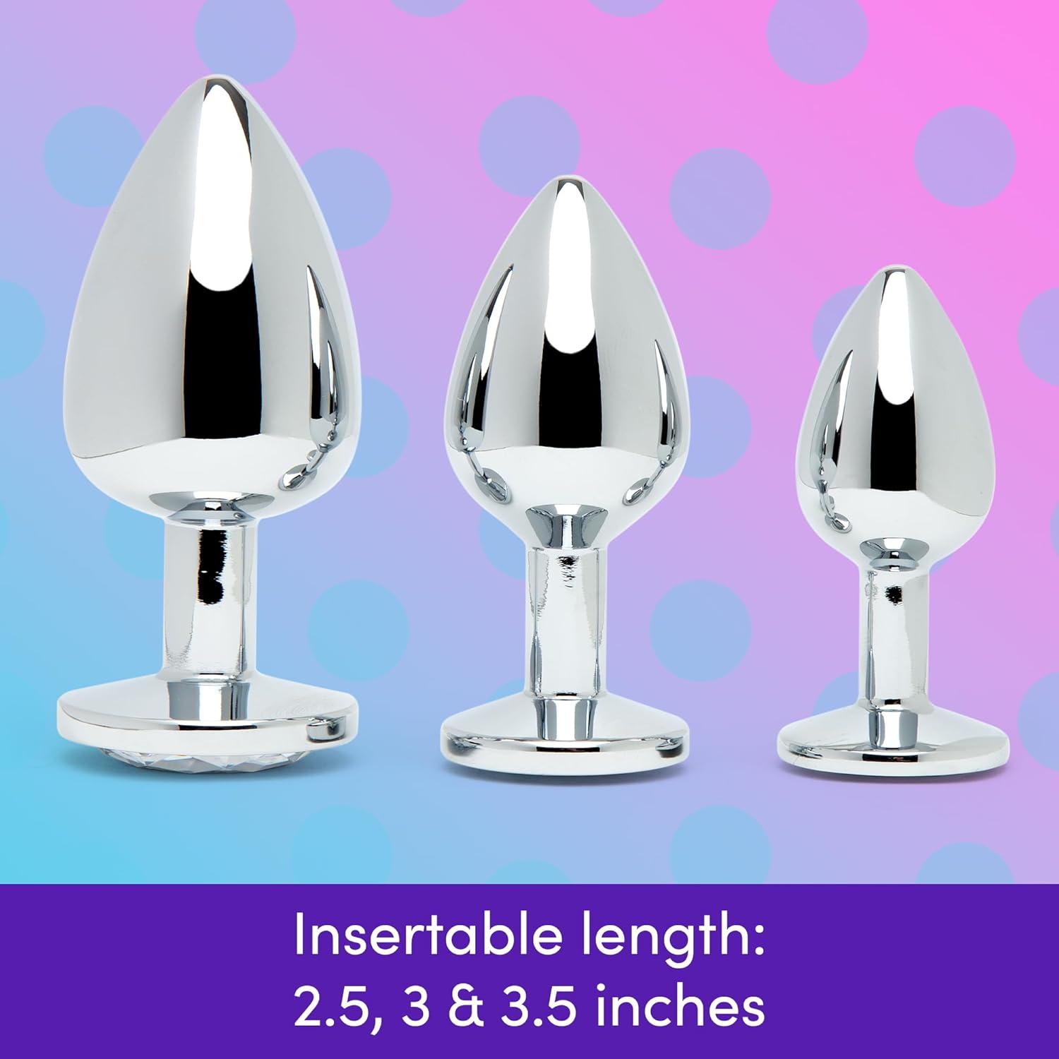imageLovehoney Metal Butt Plug Kit Jewelled 3 PCS Anal Training Set for Beginners Butt Plugs for Men Women amp Couples Weighted Anal Sex Toys Small Medium amp Large Prostate Massager Adult Toy