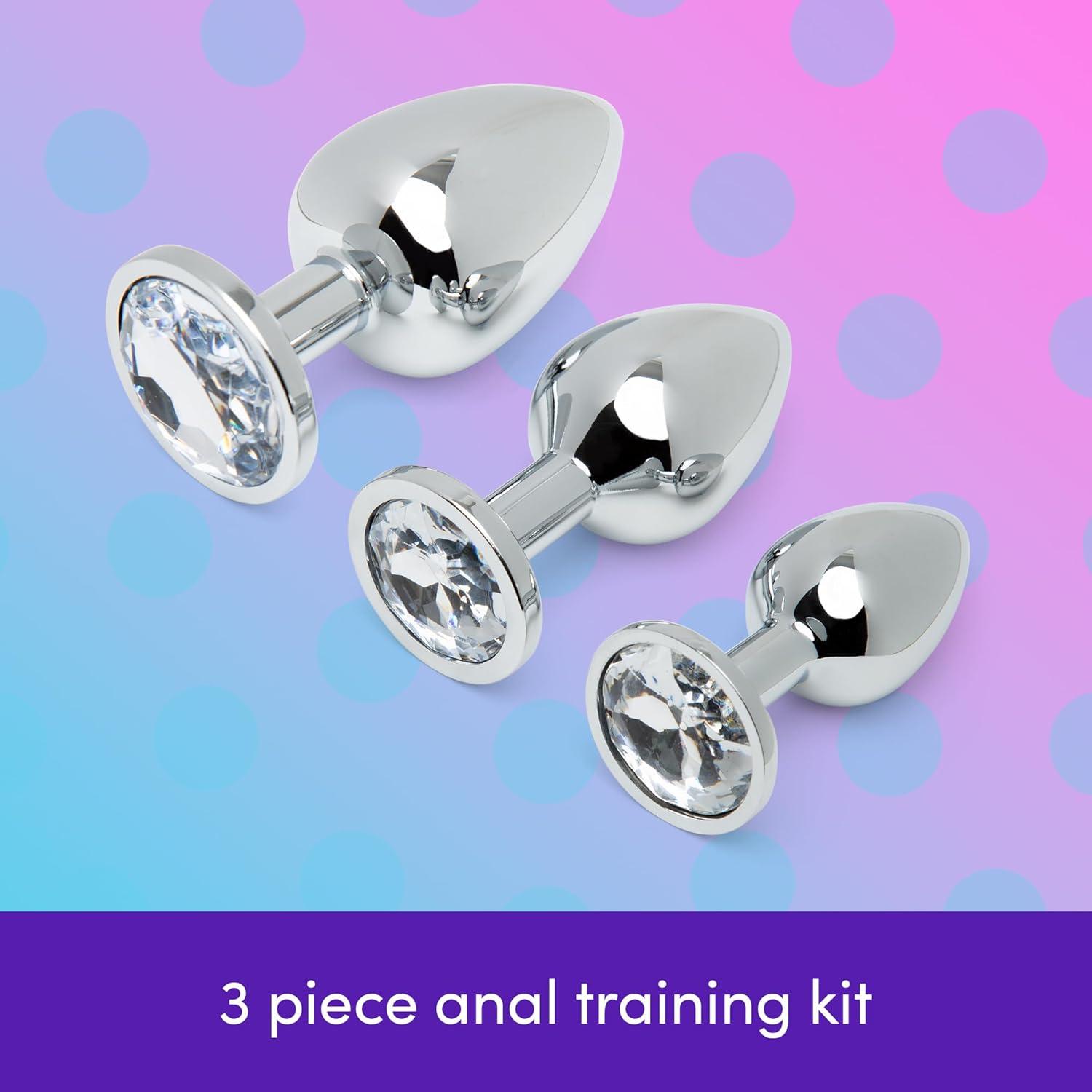 imageLovehoney Metal Butt Plug Kit Jewelled 3 PCS Anal Training Set for Beginners Butt Plugs for Men Women amp Couples Weighted Anal Sex Toys Small Medium amp Large Prostate Massager Adult Toy