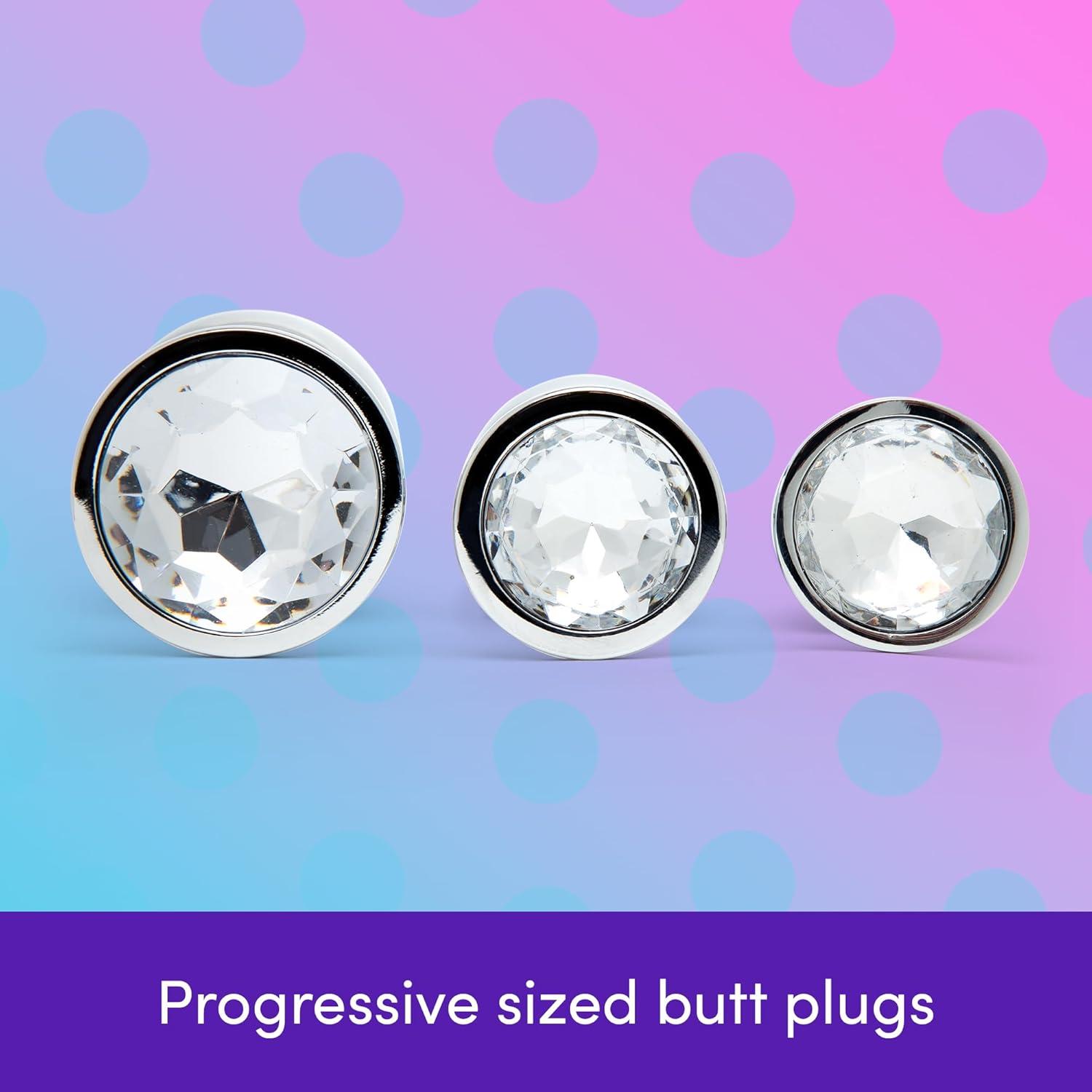 imageLovehoney Metal Butt Plug Kit Jewelled 3 PCS Anal Training Set for Beginners Butt Plugs for Men Women amp Couples Weighted Anal Sex Toys Small Medium amp Large Prostate Massager Adult Toy