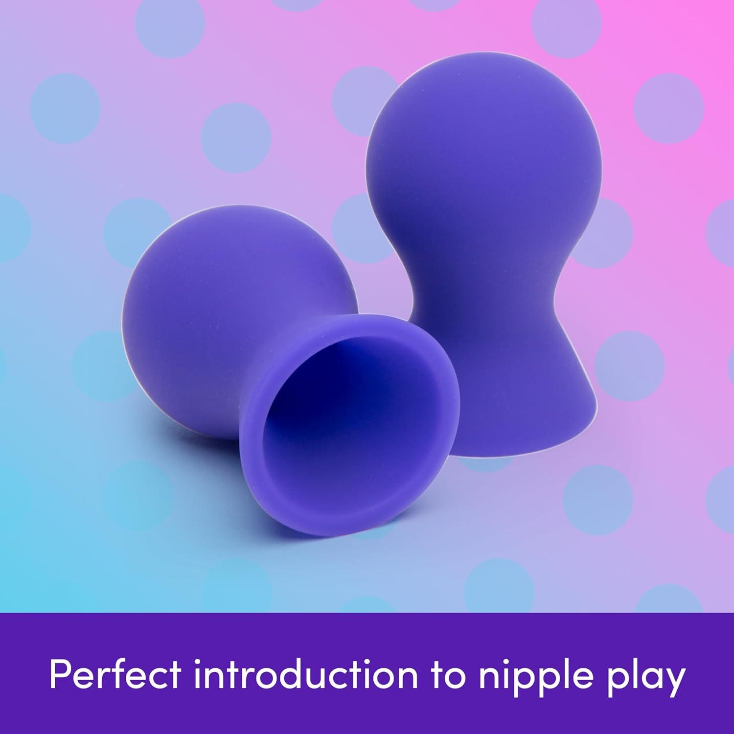 imageLovehoney Perfect Pair Nipple Suckers Silicone Nipple Sucking Toys BDSM Beginner Sex Toy Gifts for Women Vacuum Cupping Breast Stimulation Suction Cups Couples Adult Sex Games BlackPurple