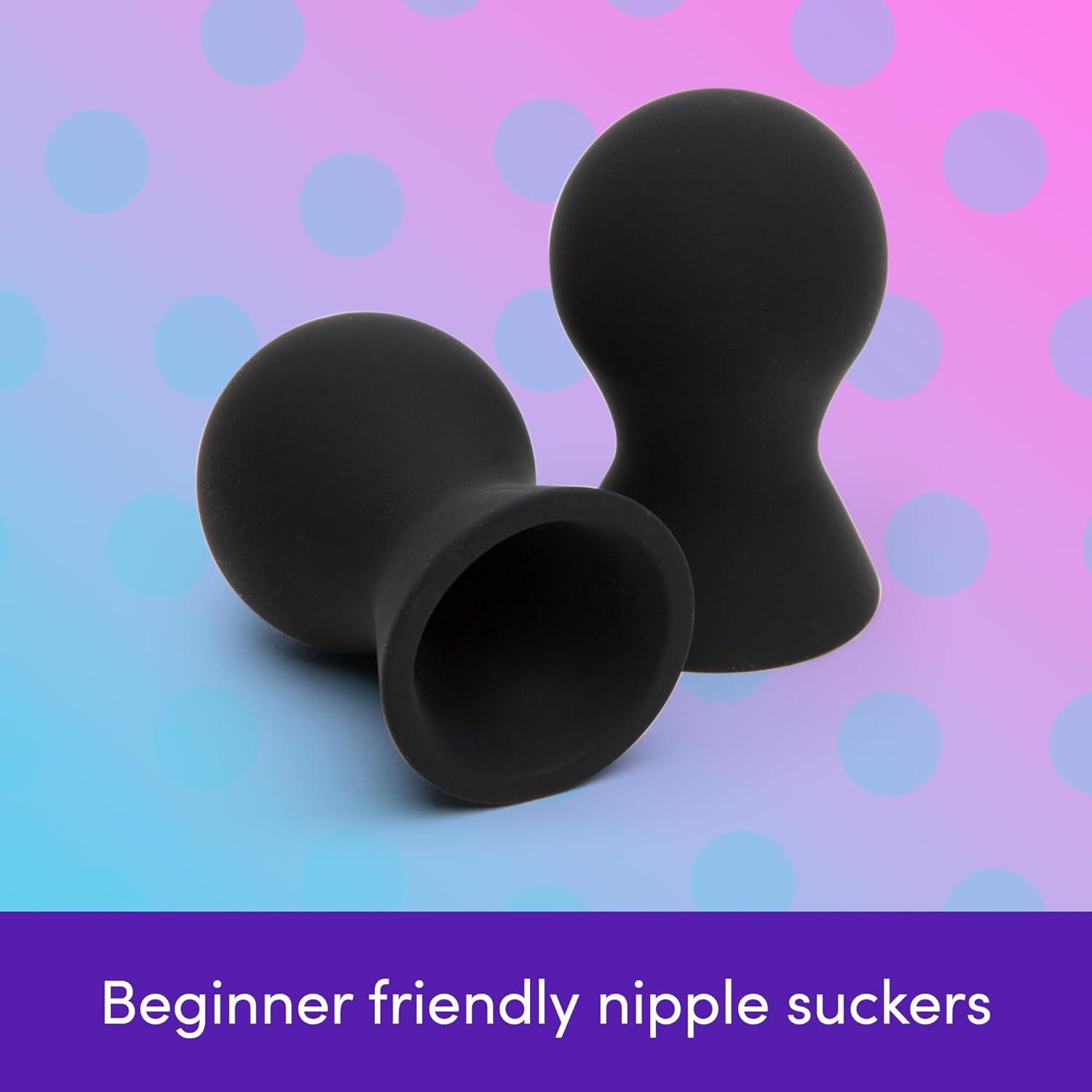 imageLovehoney Perfect Pair Nipple Suckers Silicone Nipple Sucking Toys BDSM Beginner Sex Toy Gifts for Women Vacuum Cupping Breast Stimulation Suction Cups Couples Adult Sex Games BlackBlack