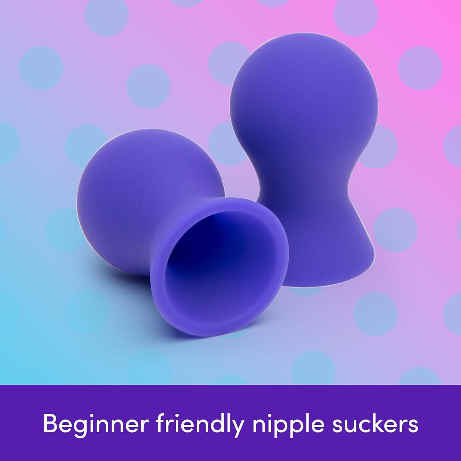 imageLovehoney Perfect Pair Nipple Suckers Silicone Nipple Sucking Toys BDSM Beginner Sex Toy Gifts for Women Vacuum Cupping Breast Stimulation Suction Cups Couples Adult Sex Games BlackPurple