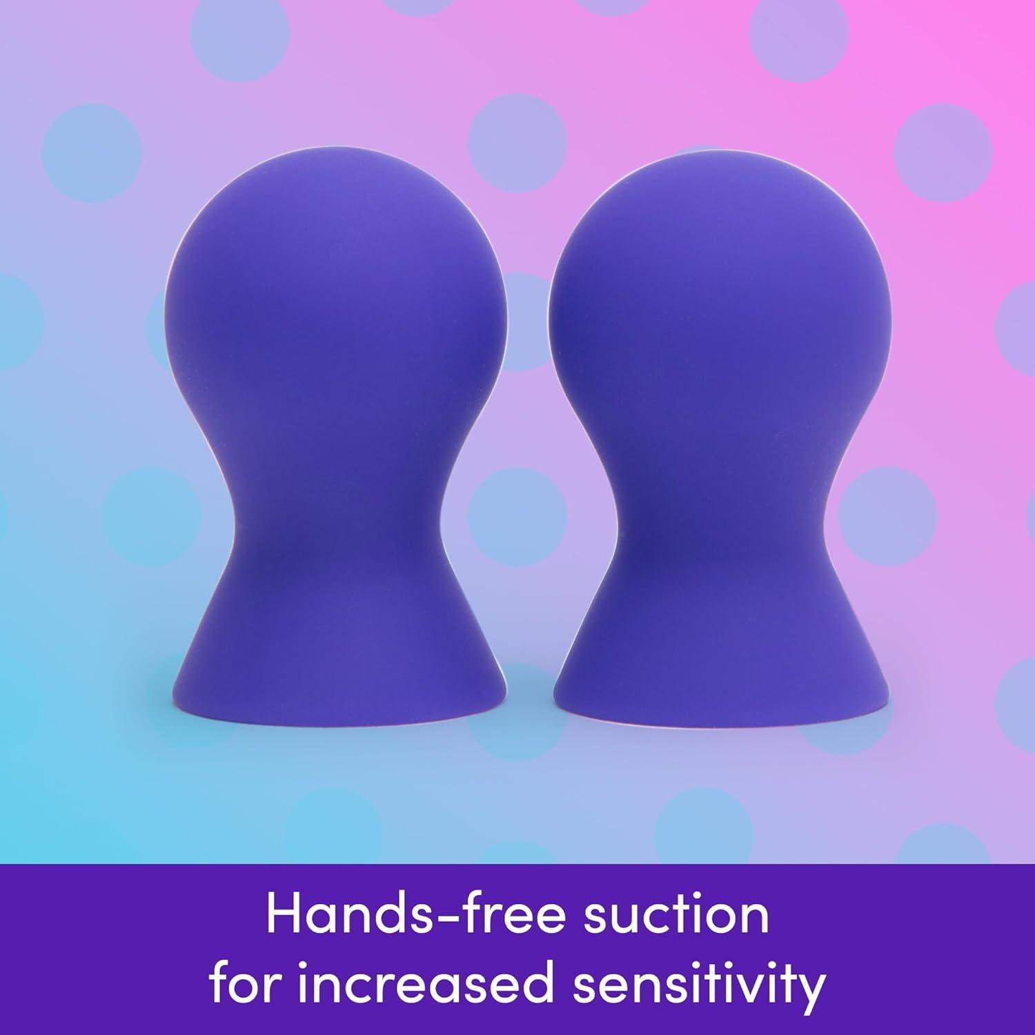 imageLovehoney Perfect Pair Nipple Suckers Silicone Nipple Sucking Toys BDSM Beginner Sex Toy Gifts for Women Vacuum Cupping Breast Stimulation Suction Cups Couples Adult Sex Games BlackPurple