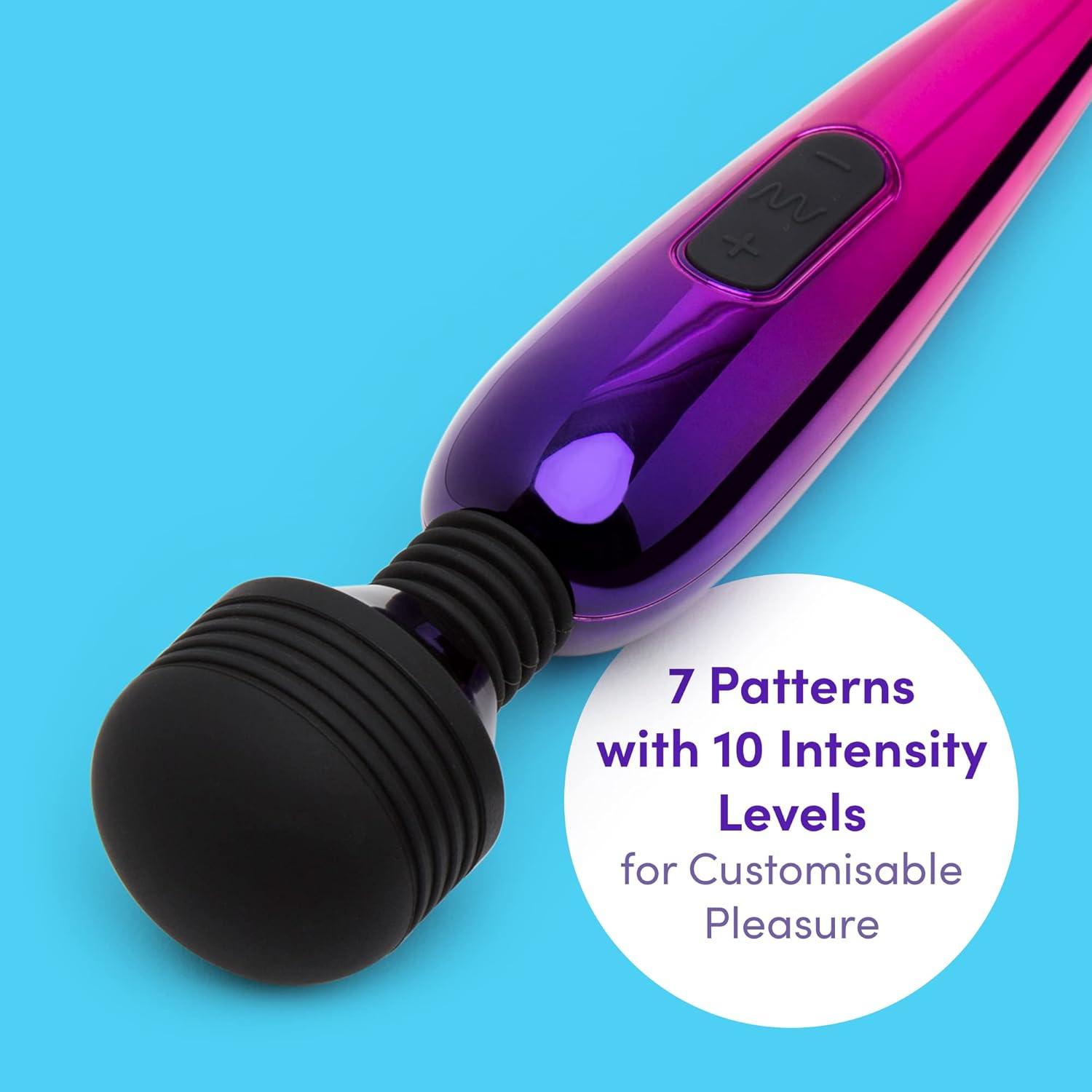 imageLovehoney Pink Deluxe Rechargeable Mini Metallic Massage Wand Vibrator Plastic Travel Friendly