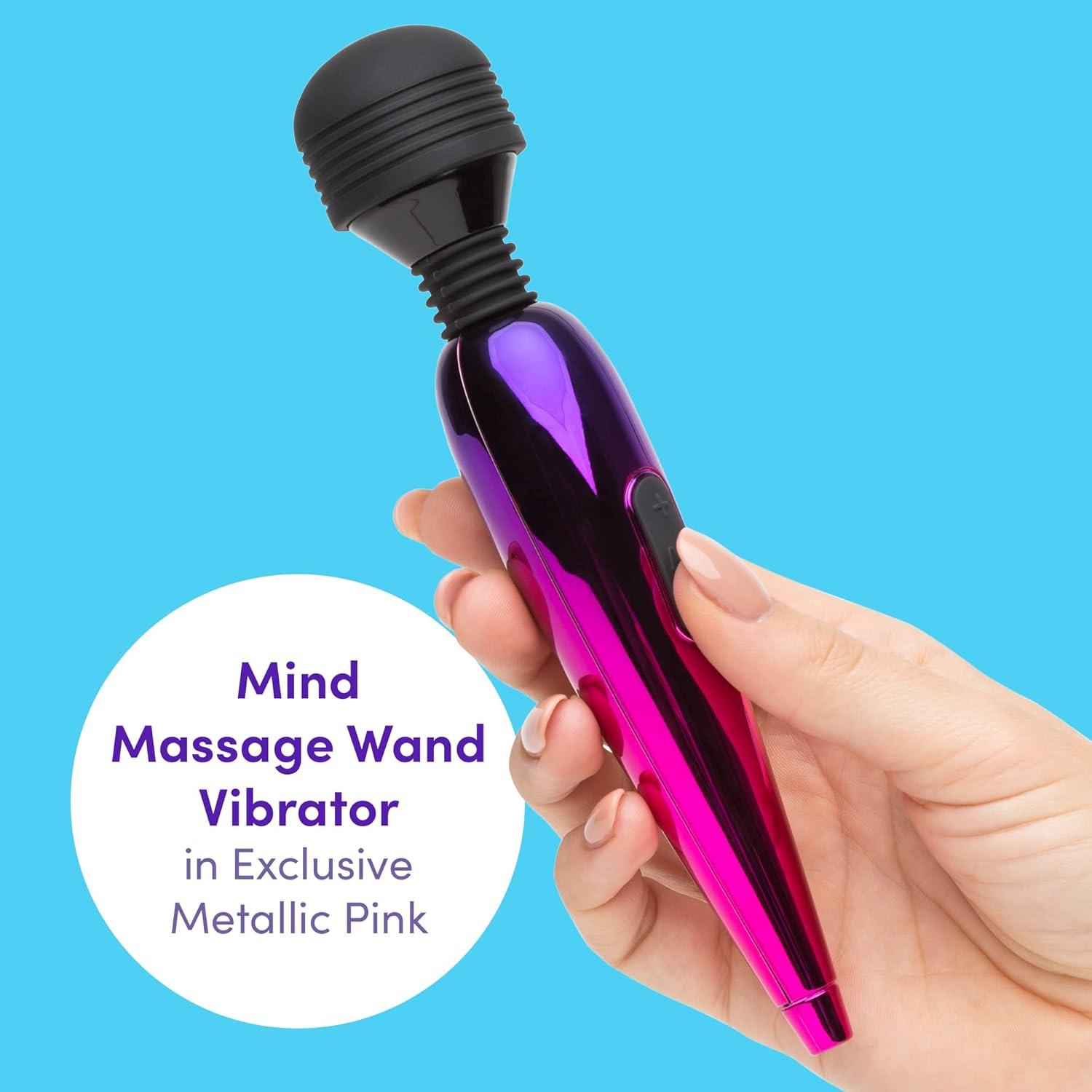imageLovehoney Pink Deluxe Rechargeable Mini Metallic Massage Wand Vibrator Plastic Travel Friendly