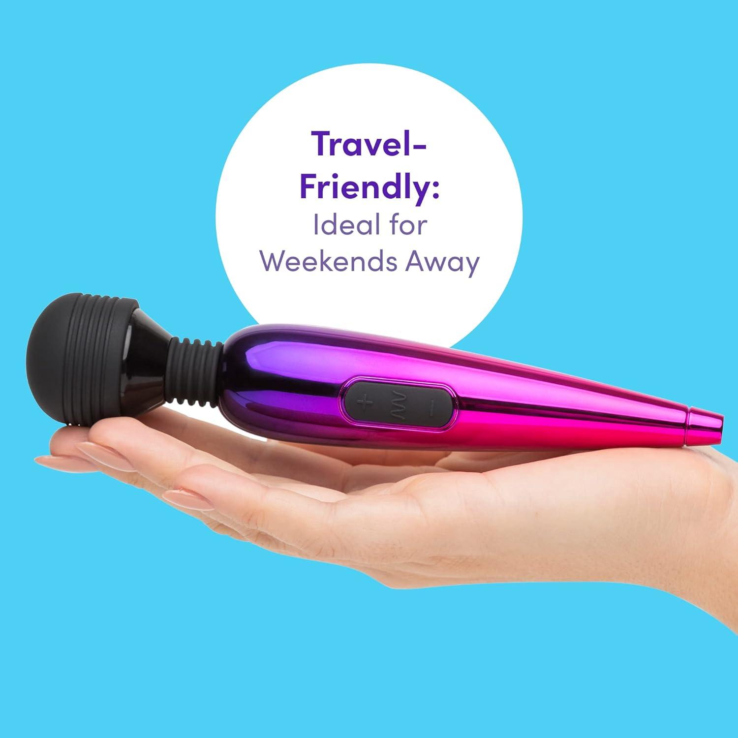 imageLovehoney Pink Deluxe Rechargeable Mini Metallic Massage Wand Vibrator Plastic Travel Friendly