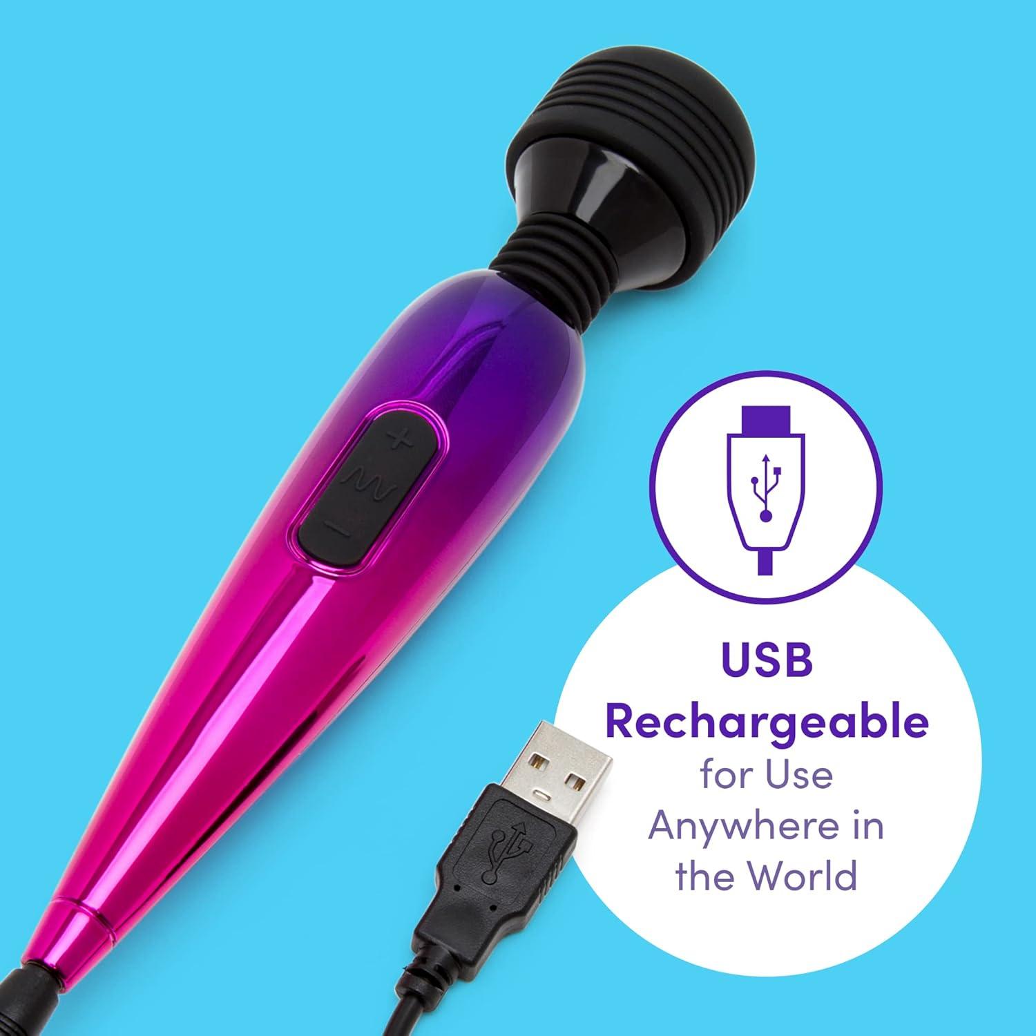 imageLovehoney Pink Deluxe Rechargeable Mini Metallic Massage Wand Vibrator Plastic Travel Friendly