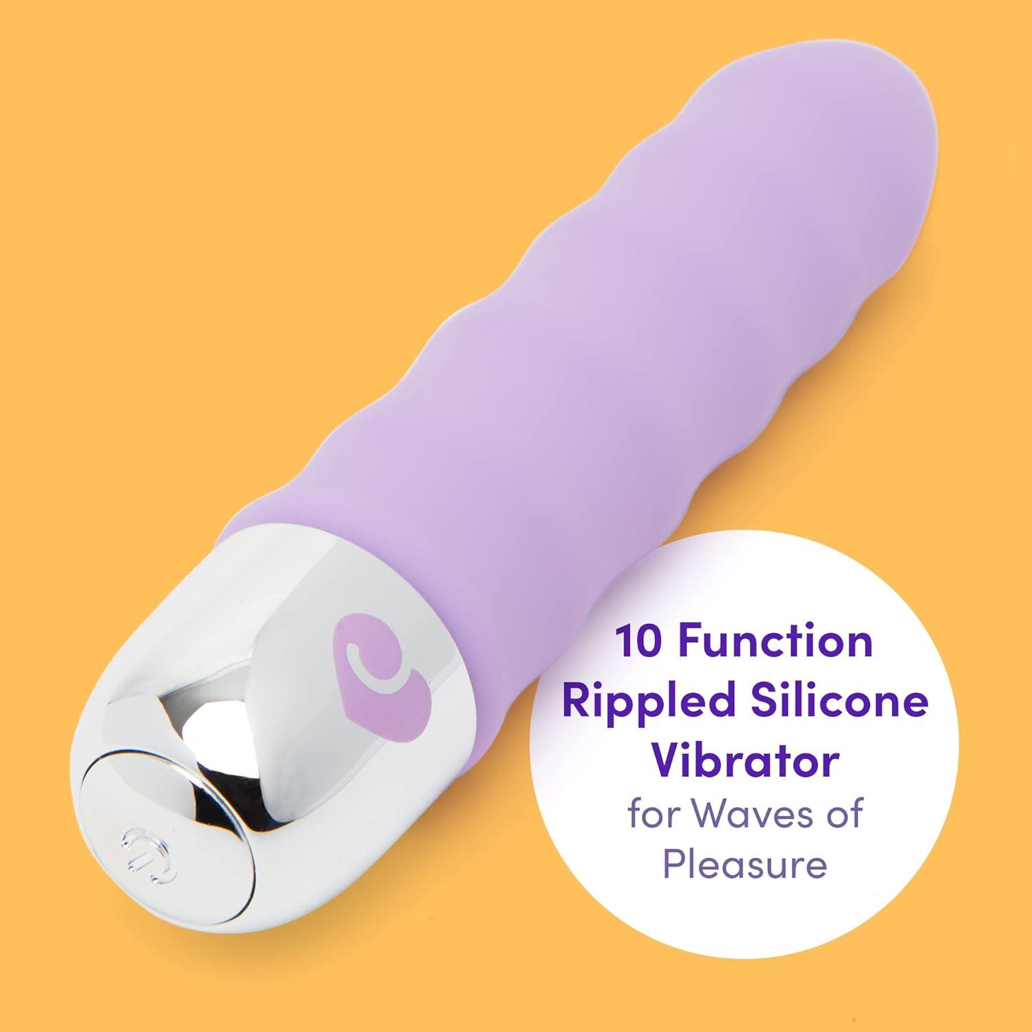 imageLovehoney Pink Ripple 10 Function Wavy Vibrator Silicone Waterproof amp Beginners FriendlyPurple