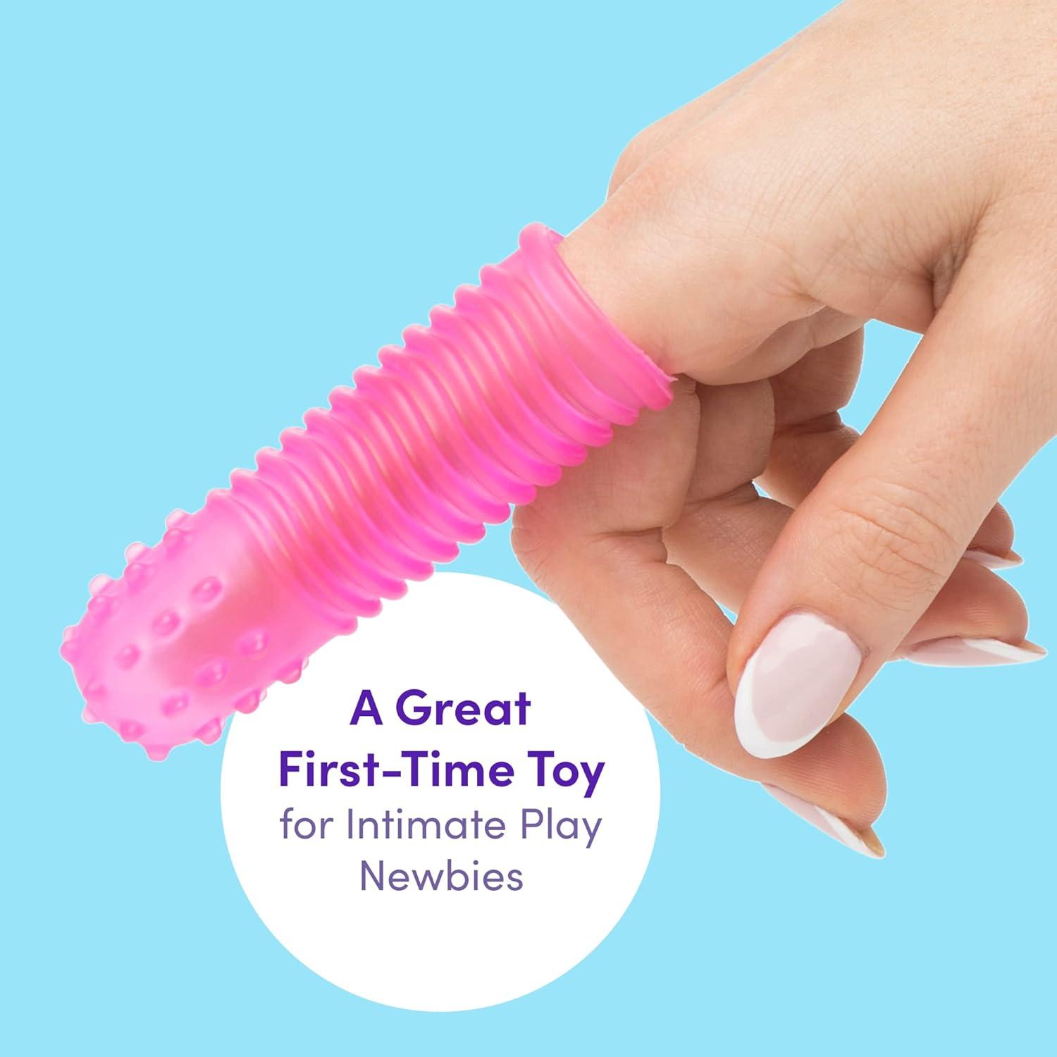 imageLovehoney Pink amp Purple Textured Finger Sleeves Stimulators PVC Pack of 2