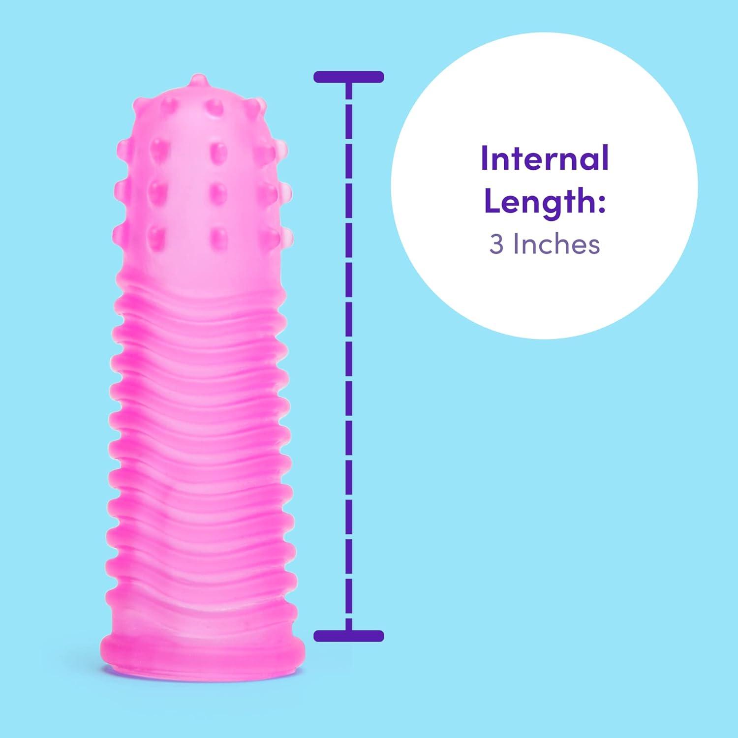 imageLovehoney Pink amp Purple Textured Finger Sleeves Stimulators PVC Pack of 2