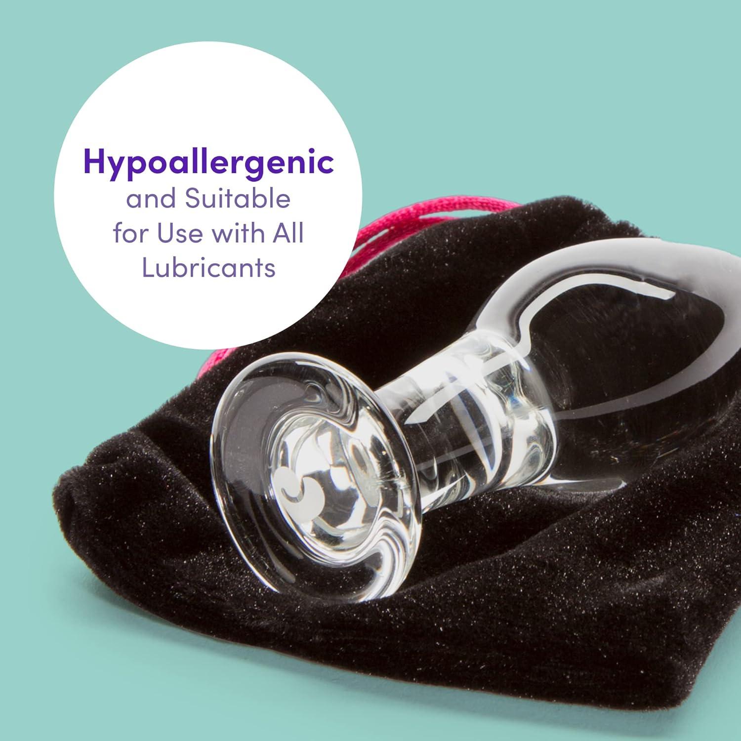 imageLovehoney Pure Pleasure Butt Plug 4 Inch Glass Anal Plug Tapered Tip with Flared Base Waterproof Clear