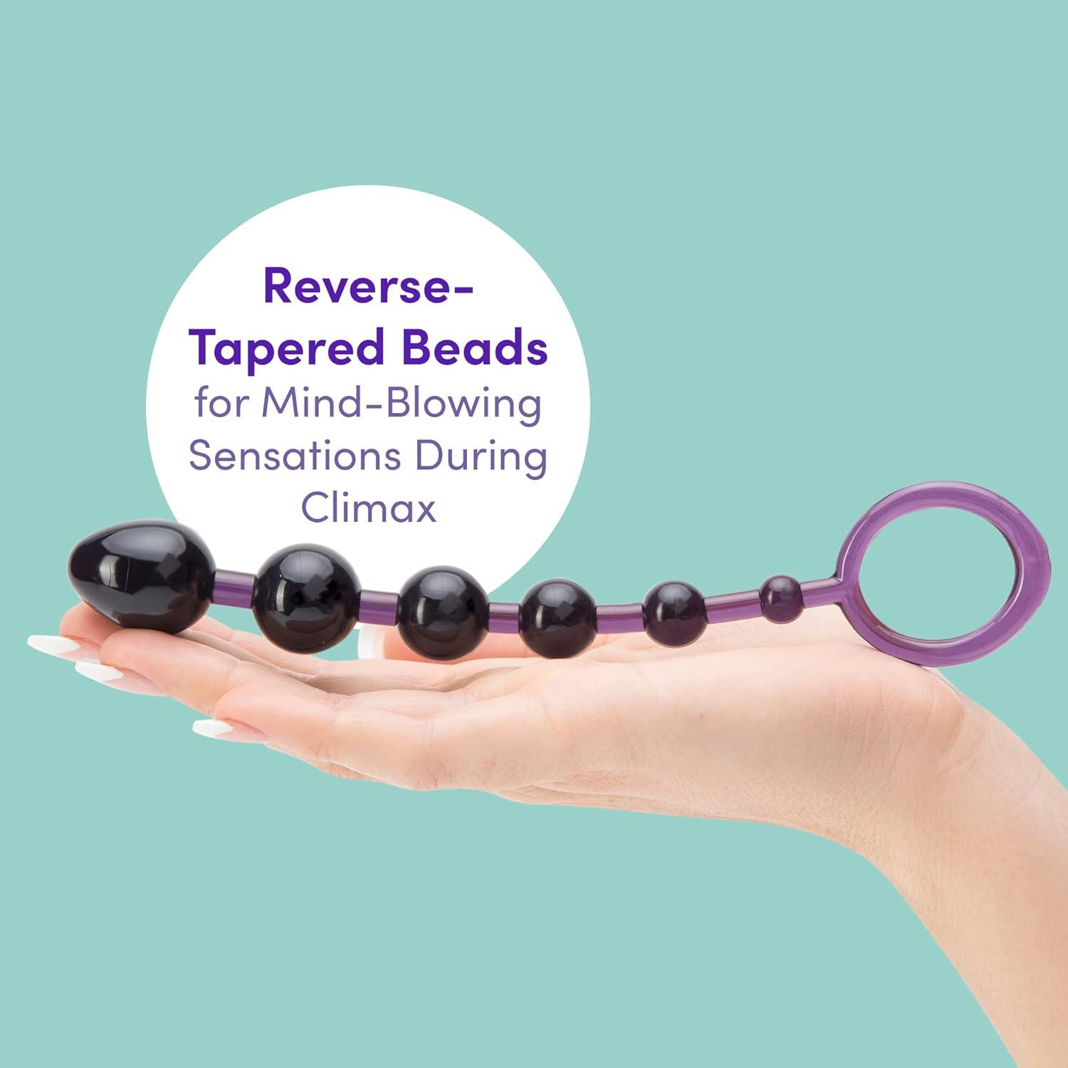 imageLovehoney Purple Anal Beads with Finger Loop Beginner Friendly 65 inch
