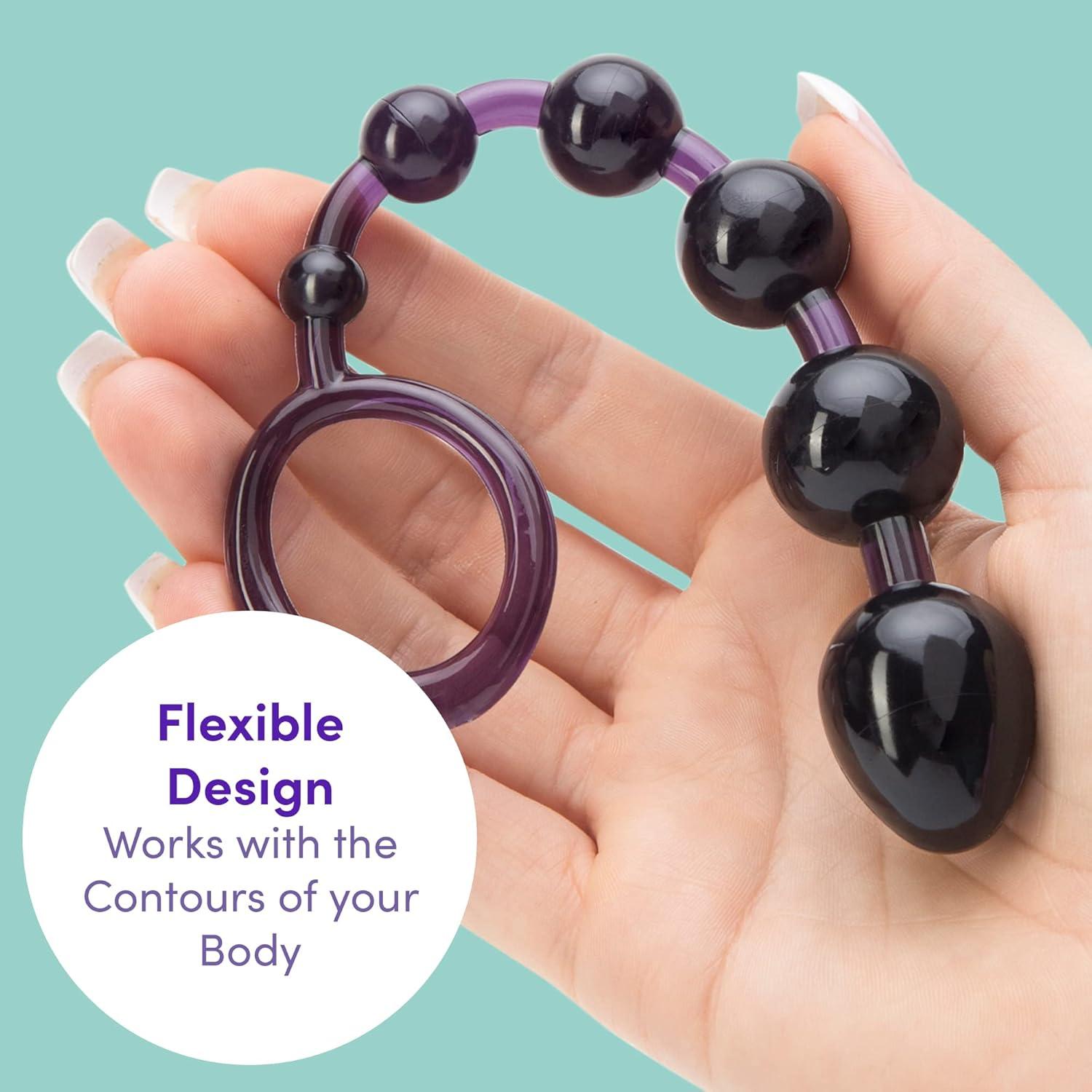imageLovehoney Purple Anal Beads with Finger Loop Beginner Friendly 65 inch