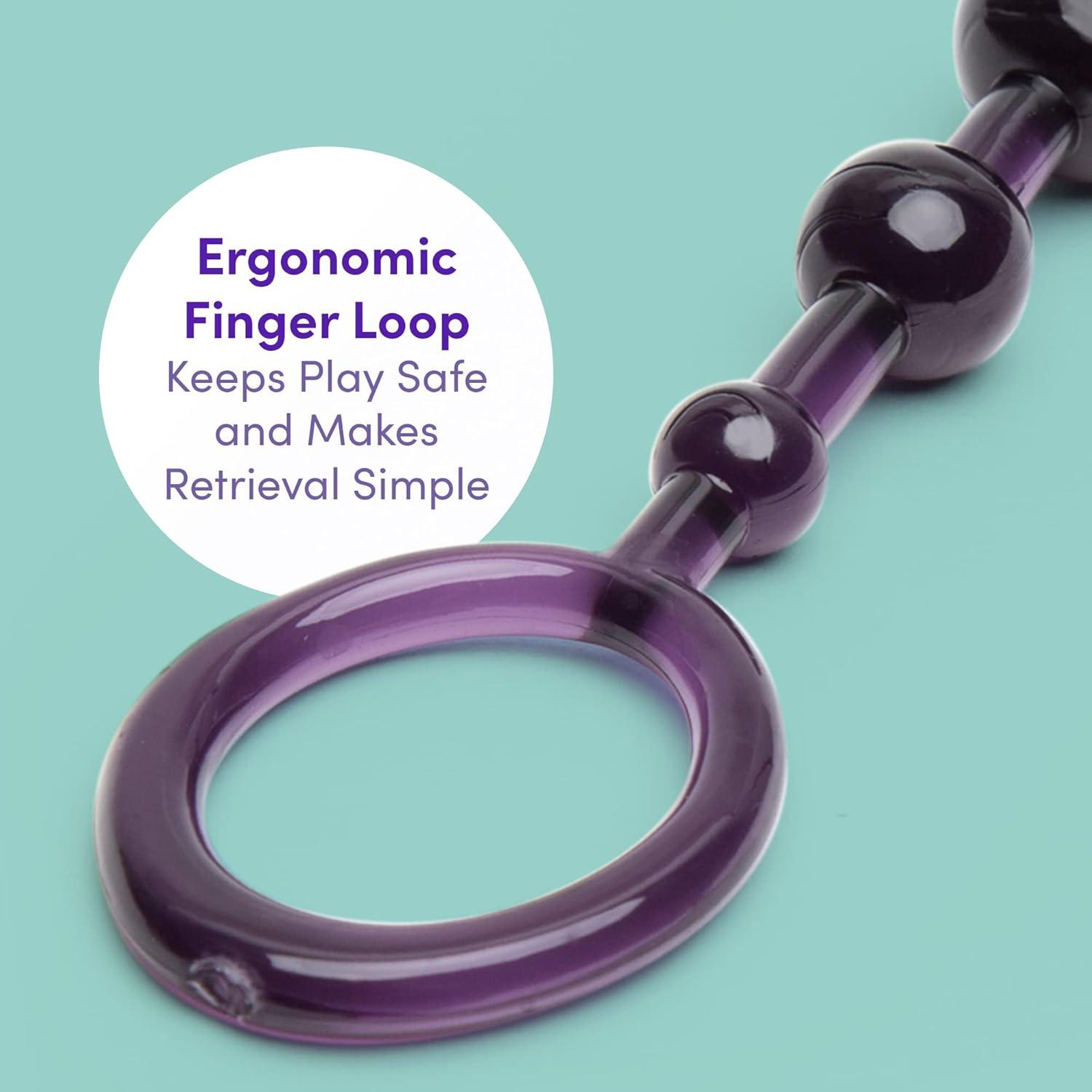 imageLovehoney Purple Anal Beads with Finger Loop Beginner Friendly 65 inch