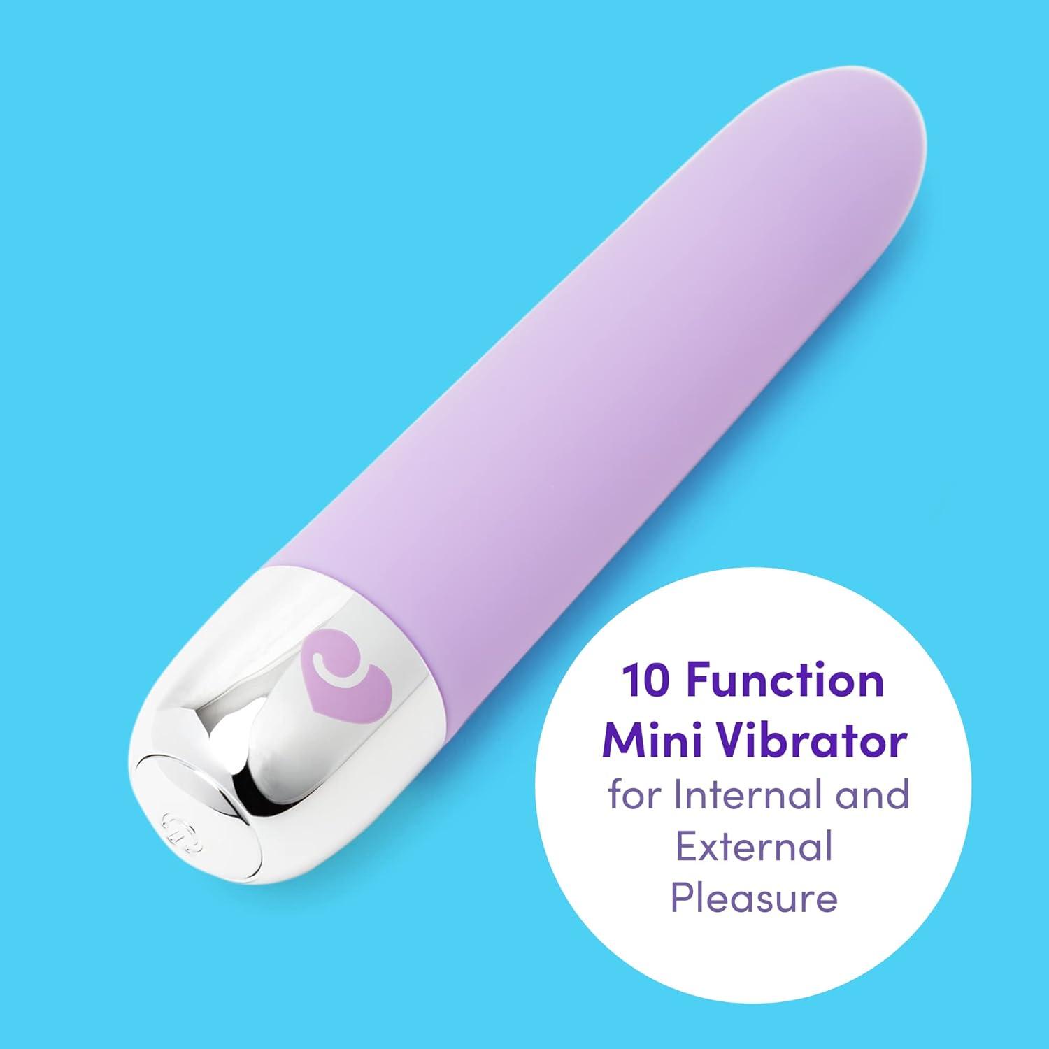 imageLovehoney Purple Glow 10 Function Mini Classic Vibrator Silicone Beginners Friendly