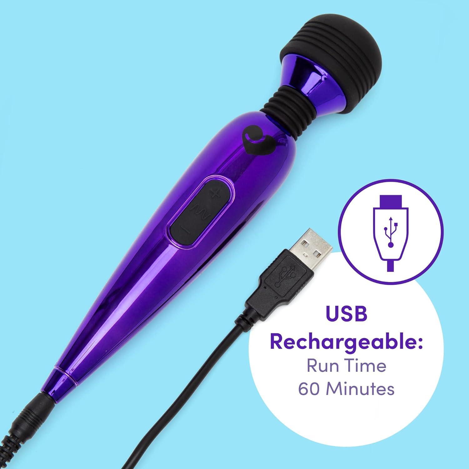 imageLovehoney Purple Power Mini Massage Wand Vibrator Kit Splash Proof and USB Rechargeable 4 pcs