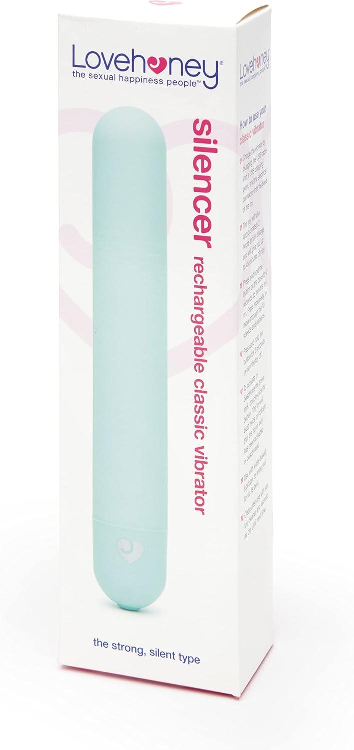 imageLovehoney Silencer Blue Classic Wand Massager with 10 Functions Rechargeable and Extra Quiet Beginner Friendly 7 inches