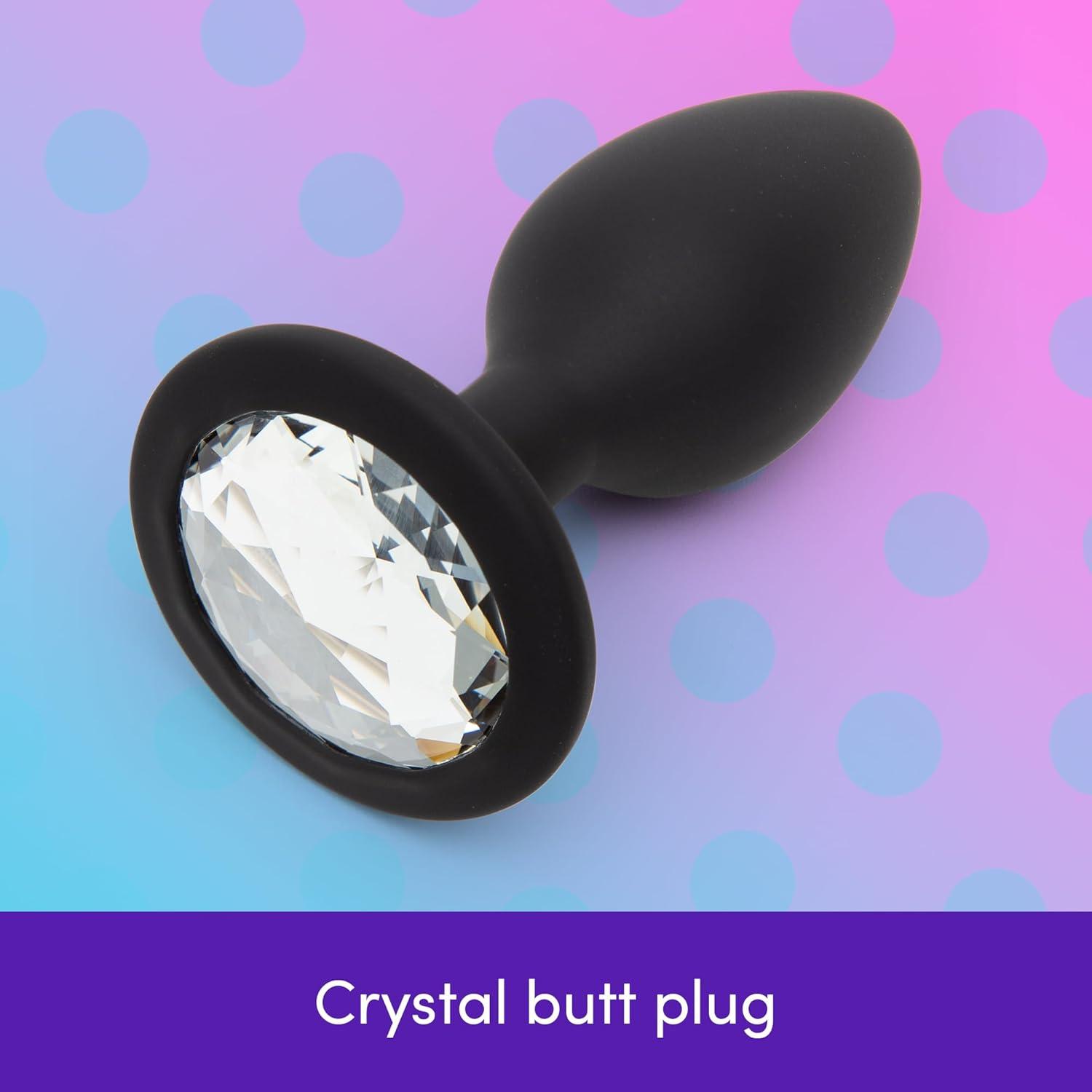 imageLovehoney Silicone Butt Plug Jewel Anal Sex Toys for Men Women Couples 3 Inch Beginners Adult Toys Anal Trainer Prostate Massaging Device Portable Butt Plug Male Sex Tool Black