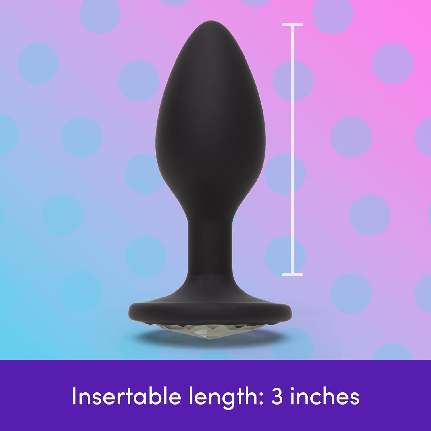 imageLovehoney Silicone Butt Plug Jewel Anal Sex Toys for Men Women Couples 3 Inch Beginners Adult Toys Anal Trainer Prostate Massaging Device Portable Butt Plug Male Sex Tool Black