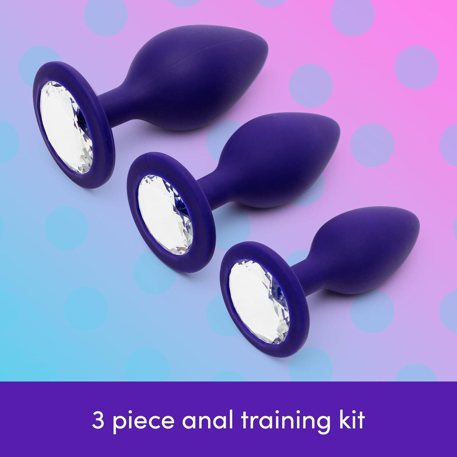 imageLovehoney Silicone Butt Plug Kit Jewelled 3 PCS Anal Training Set for Beginners Flared Anal Plugs for Men Women amp Couples Adult Sex Toys Small Medium amp Large Prostate Massager Adult Toy