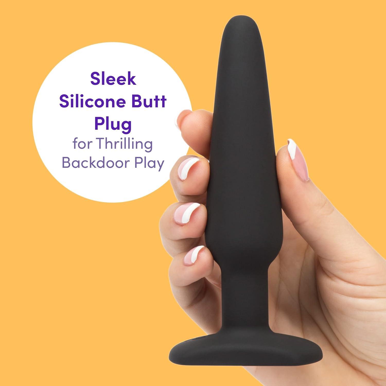 imageLovehoney Slimline Butt Plug Anal Sex Toys for Men Women Couples 55 Inch Large Anal Plug Silicone Anal Trainer Male Prostate Massaging Device Portable Adult Sex Toys BlackBlack