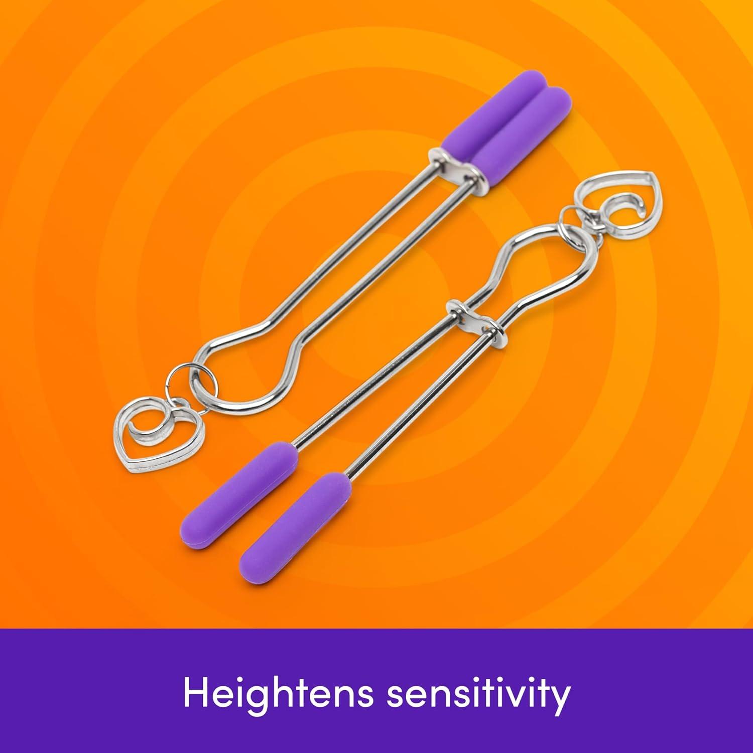 imageLovehoney Tease Me Silicone Tip Adjustable Nipple Clamps NickelFree Tweezer Clamps for Beginners Gentle Nipple Toys for Women amp Couples BDSM Bondage Sex Accessories for Foreplay amp PleasureSilver Purple