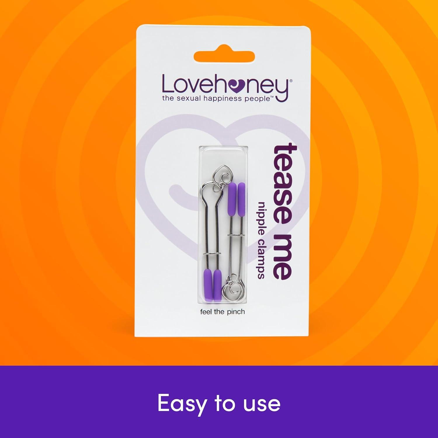 imageLovehoney Tease Me Silicone Tip Adjustable Nipple Clamps NickelFree Tweezer Clamps for Beginners Gentle Nipple Toys for Women amp Couples BDSM Bondage Sex Accessories for Foreplay amp PleasureSilver Purple