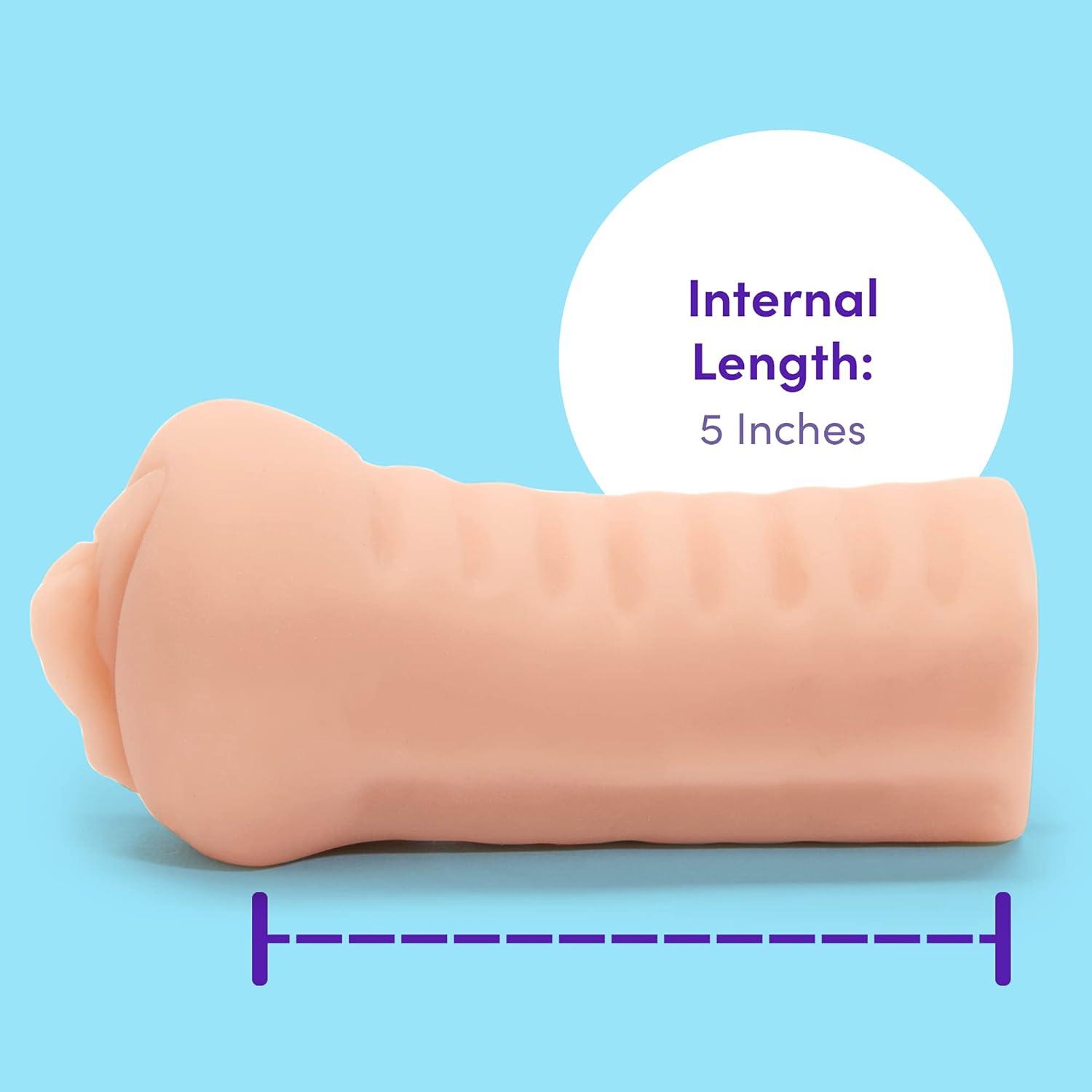 imageLovehoney Thrust Pro Mini Ella Pocket Pussy Male Masturbator 5 Inch Realistic Tight Vagina with Textured Canal Vibrator Compatible Male Sex Toy Self Pleasure Sex Toys for Men 200g Flesh Pink