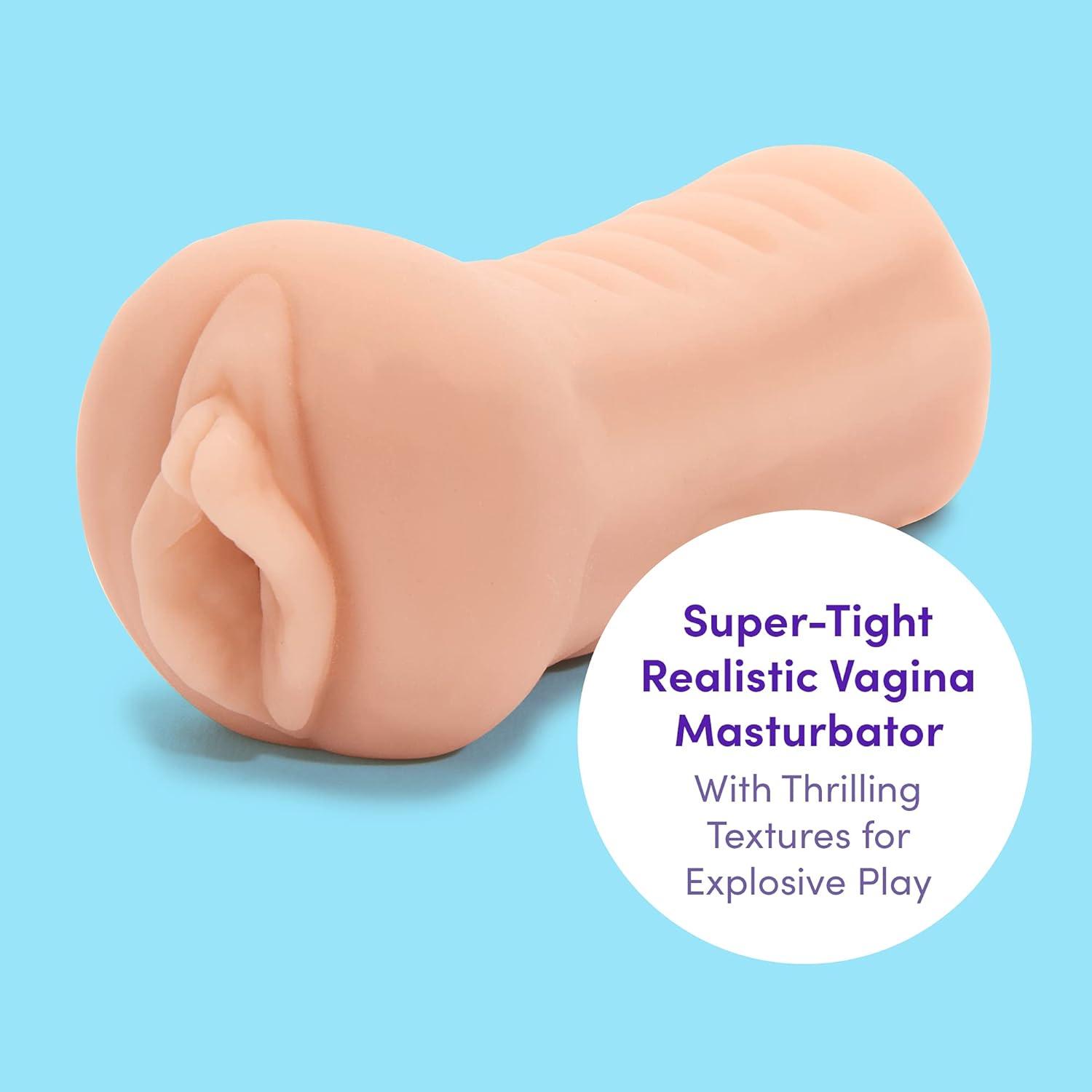 imageLovehoney Thrust Pro Mini Ella Pocket Pussy Male Masturbator 5 Inch Realistic Tight Vagina with Textured Canal Vibrator Compatible Male Sex Toy Self Pleasure Sex Toys for Men 200g Flesh Pink