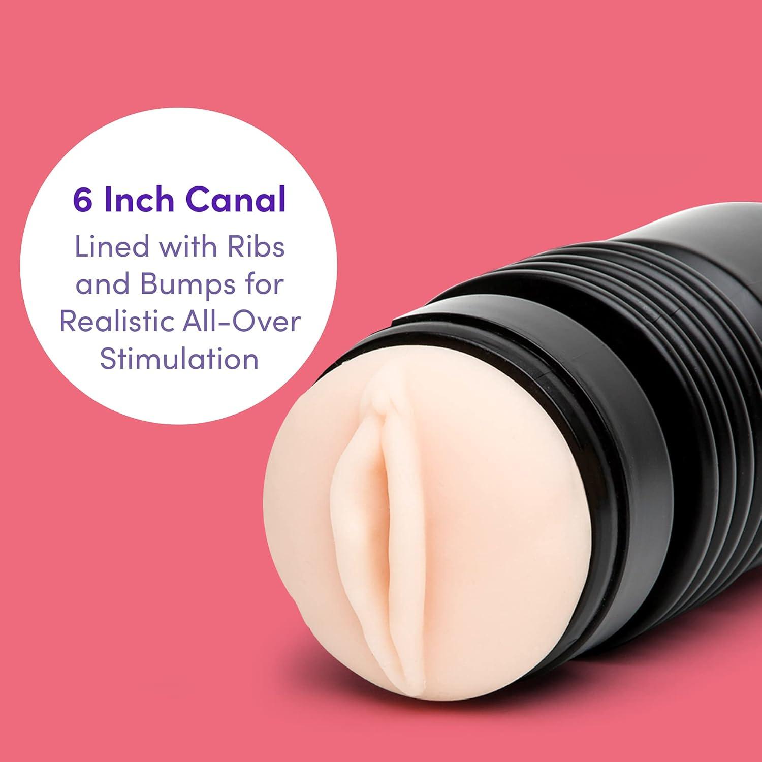 imageLovehoney Thrust Pro Ultra Abbie Male Masturbator Cup 6 Inch Extra Tight Realistic Vagina with Textured Canal Vibrator Compatible Male Sex Toy Self Pleasure Toy for Men Waterproof Flesh Pink