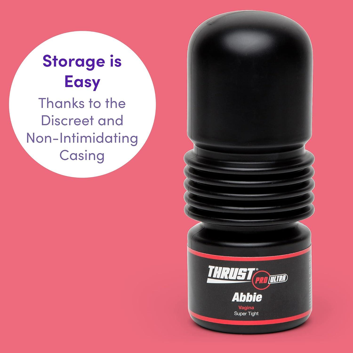 imageLovehoney Thrust Pro Ultra Abbie Male Masturbator Cup 6 Inch Extra Tight Realistic Vagina with Textured Canal Vibrator Compatible Male Sex Toy Self Pleasure Toy for Men Waterproof Flesh Pink