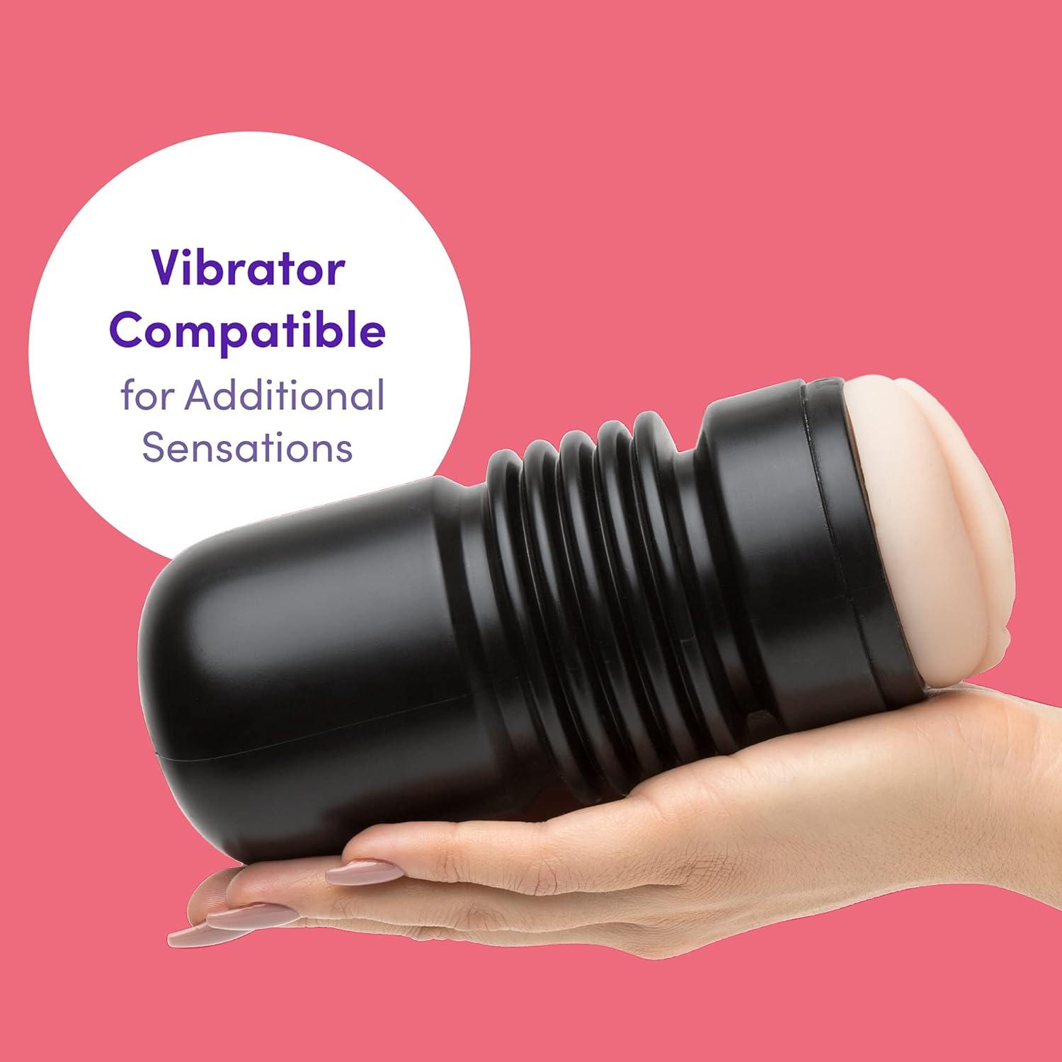imageLovehoney Thrust Pro Ultra Abbie Male Masturbator Cup 6 Inch Extra Tight Realistic Vagina with Textured Canal Vibrator Compatible Male Sex Toy Self Pleasure Toy for Men Waterproof Flesh Pink
