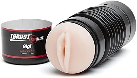imageLovehoney Thrust Pro Ultra Gigi Double Ended Male Masturbator Cup 65 Inch Realistic Vagina amp Ass with Textured Canal Self Pleasure Sex Toys for Men Waterproof Flesh Pink