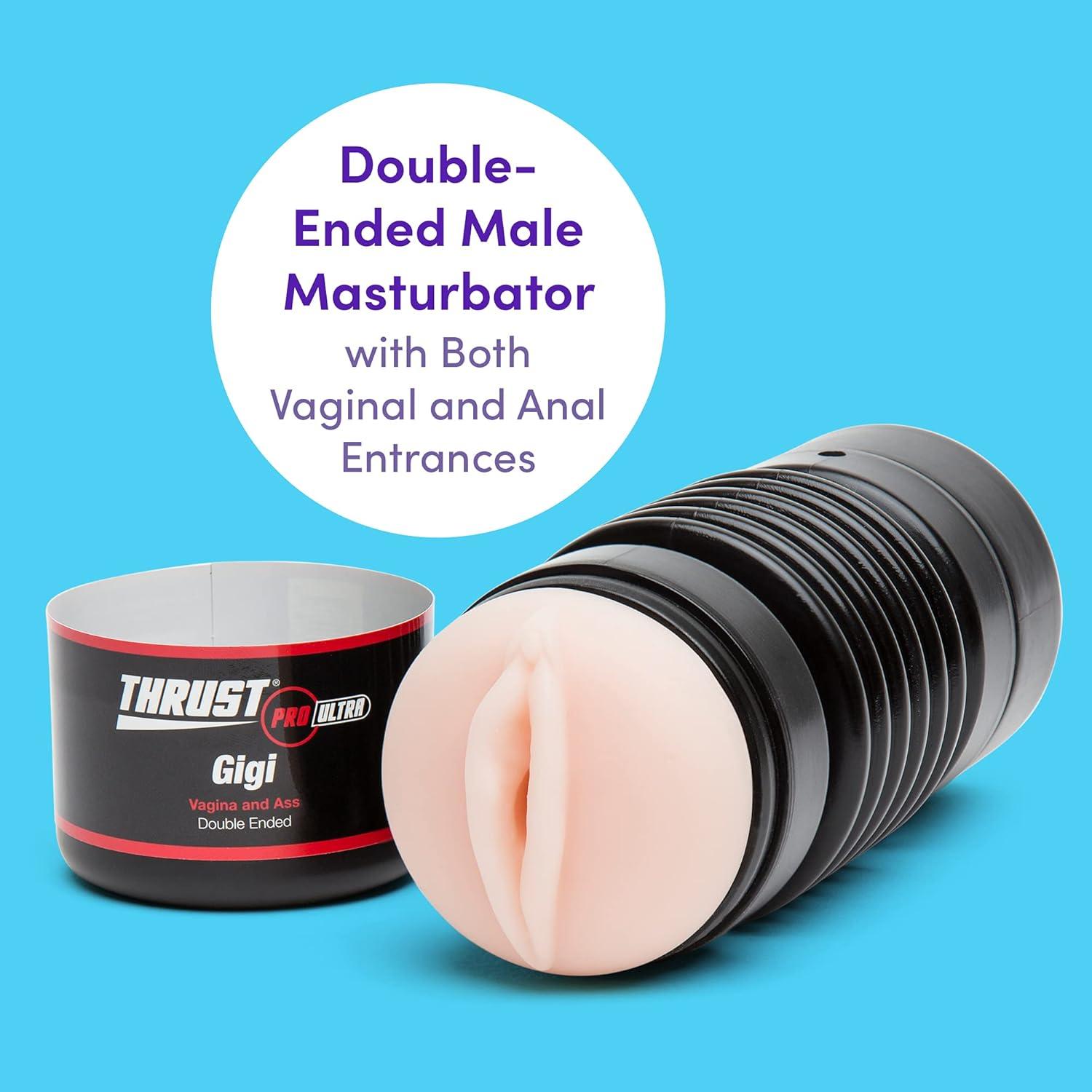 imageLovehoney Thrust Pro Ultra Gigi Double Ended Male Masturbator Cup 65 Inch Realistic Vagina amp Ass with Textured Canal Self Pleasure Sex Toys for Men Waterproof Flesh Pink