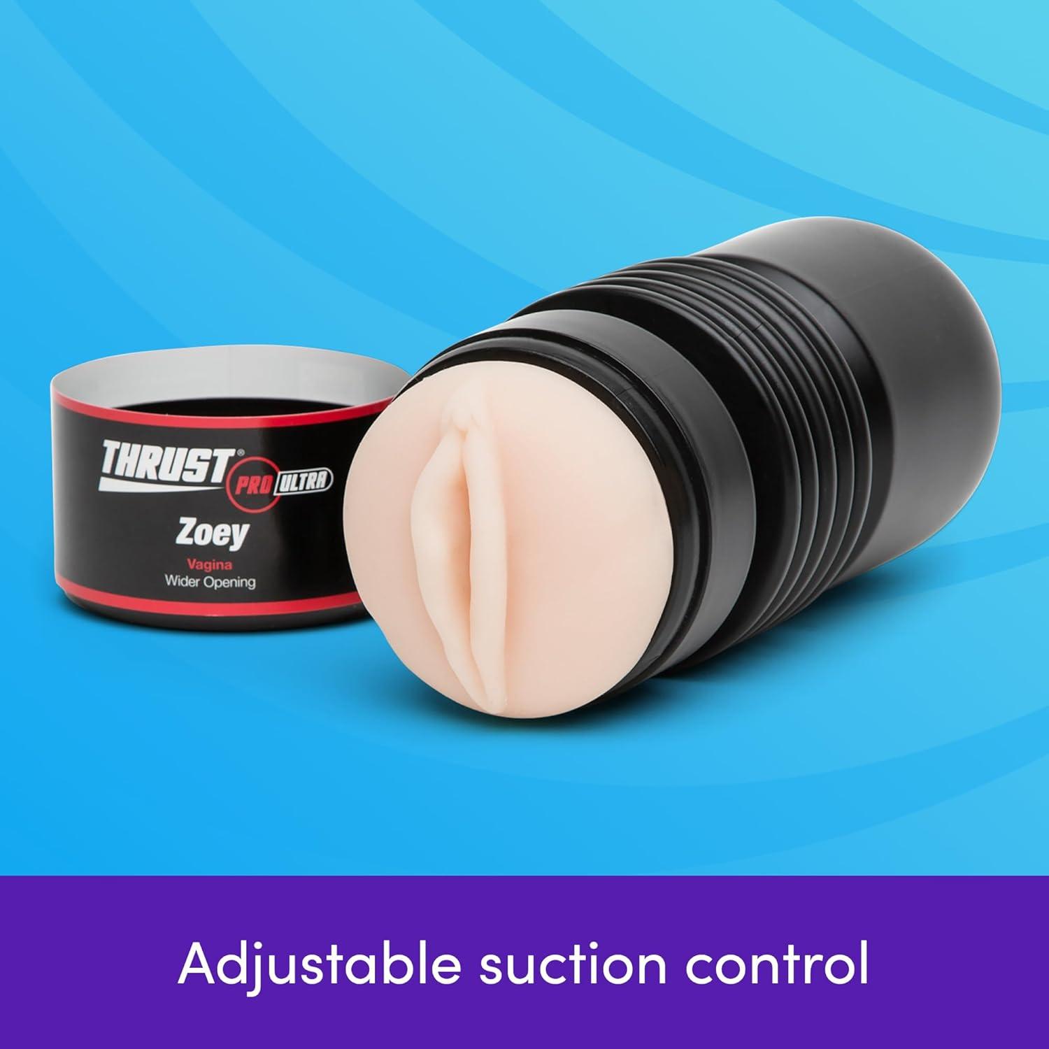 imageLovehoney Thrust Pro Ultra Zoey Male Masturbator Cup 6 Inch Realistic Vagina with Textured Canal Vibrator Compatible Male Sex Toy Self Pleasure Sex Toys for Men Waterproof Flesh Pink