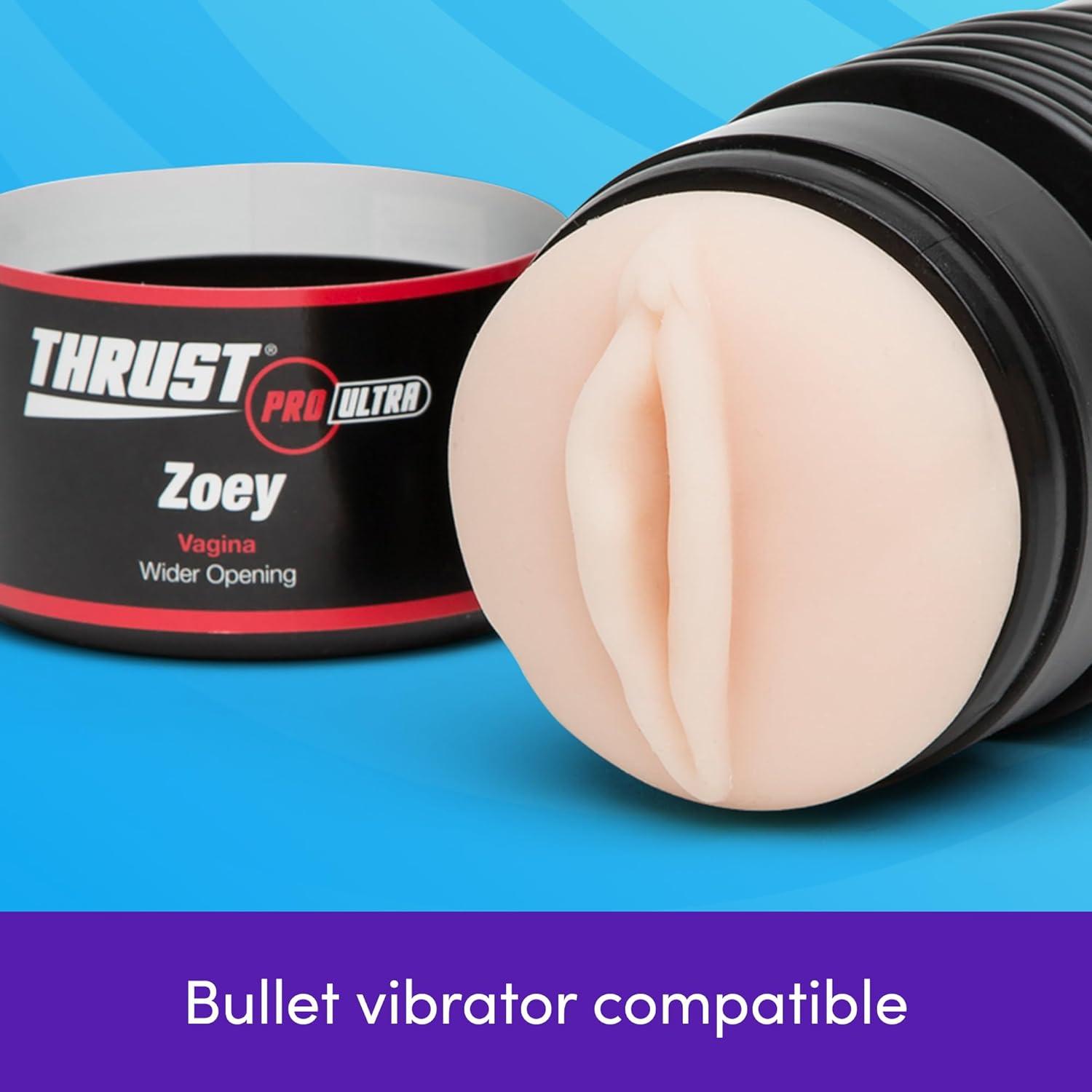 imageLovehoney Thrust Pro Ultra Zoey Male Masturbator Cup 6 Inch Realistic Vagina with Textured Canal Vibrator Compatible Male Sex Toy Self Pleasure Sex Toys for Men Waterproof Flesh Pink