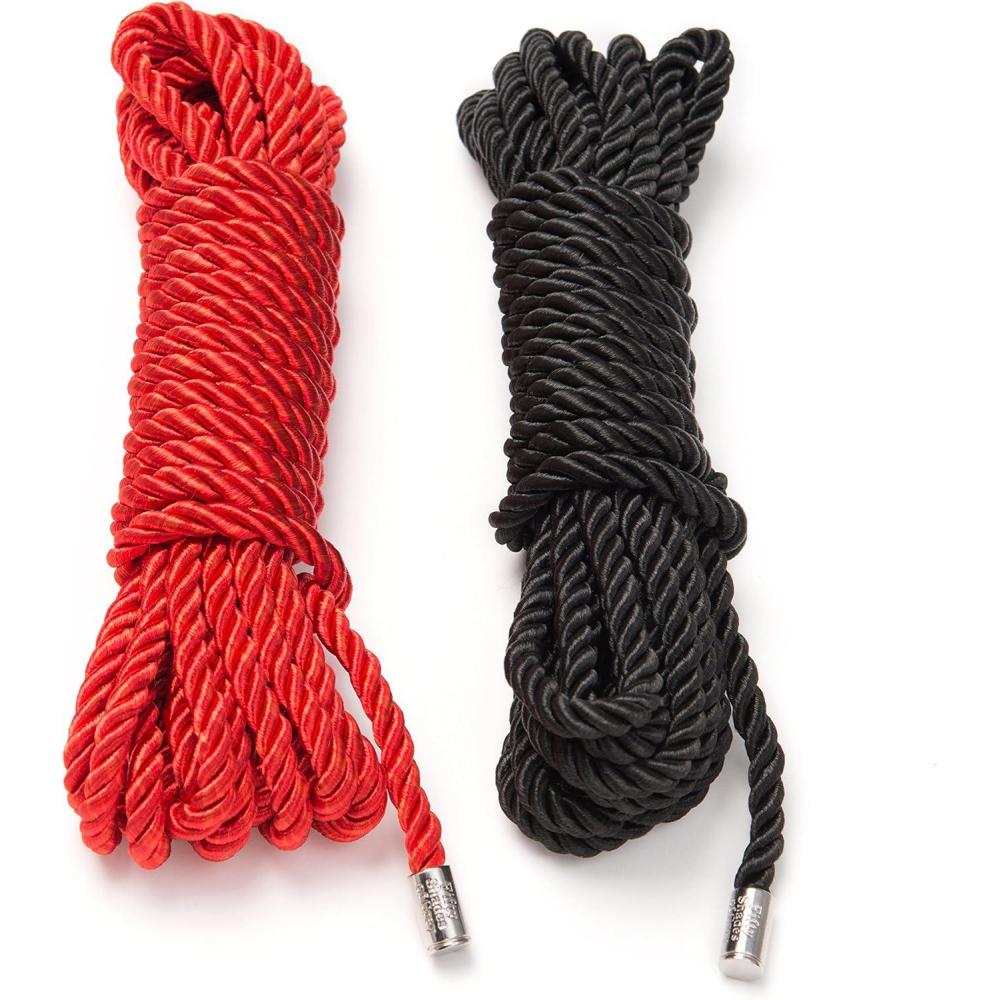 imageFifty Shades of Grey Restrain Me Bondage Rope 5m Silky amp Strong Twisted Bondage Rope with Zero Stretch Wrist or Ankle Restraint for Adults 2 Pack RedBlack