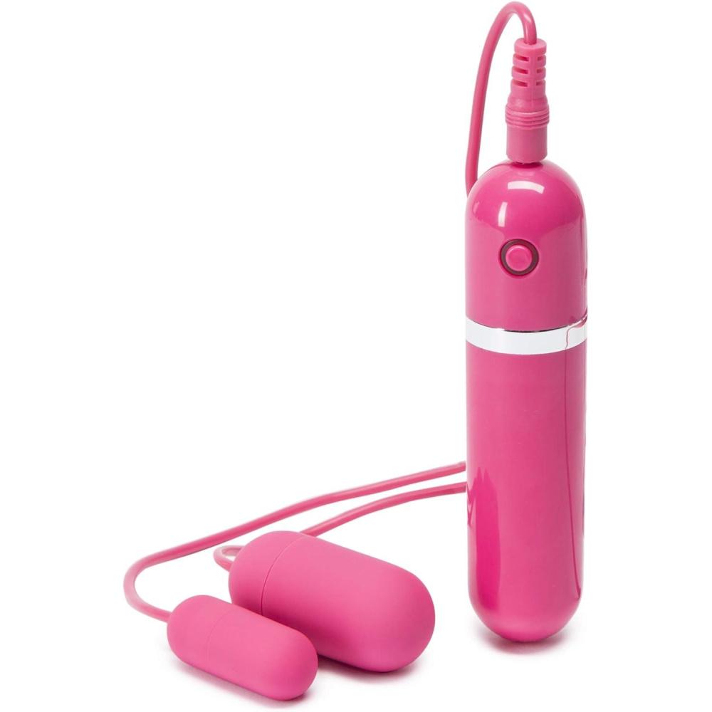 imageLovehoney Bedtime Double Bullet Vibrator Wired Remote Controlled Bullet Vibrator for Women Mini Bullet Massager with 7 Vibration Patterns amp 3 Speeds Pink